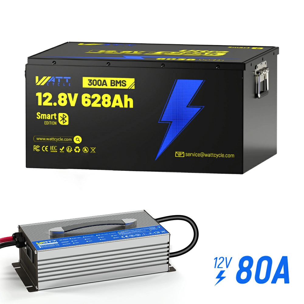 12V 628Ah Ultra Lightweight Lithium Battery with Bluetooth - Perfect for RVs, Boats, Solar Power Systems & Off-Grid Applications