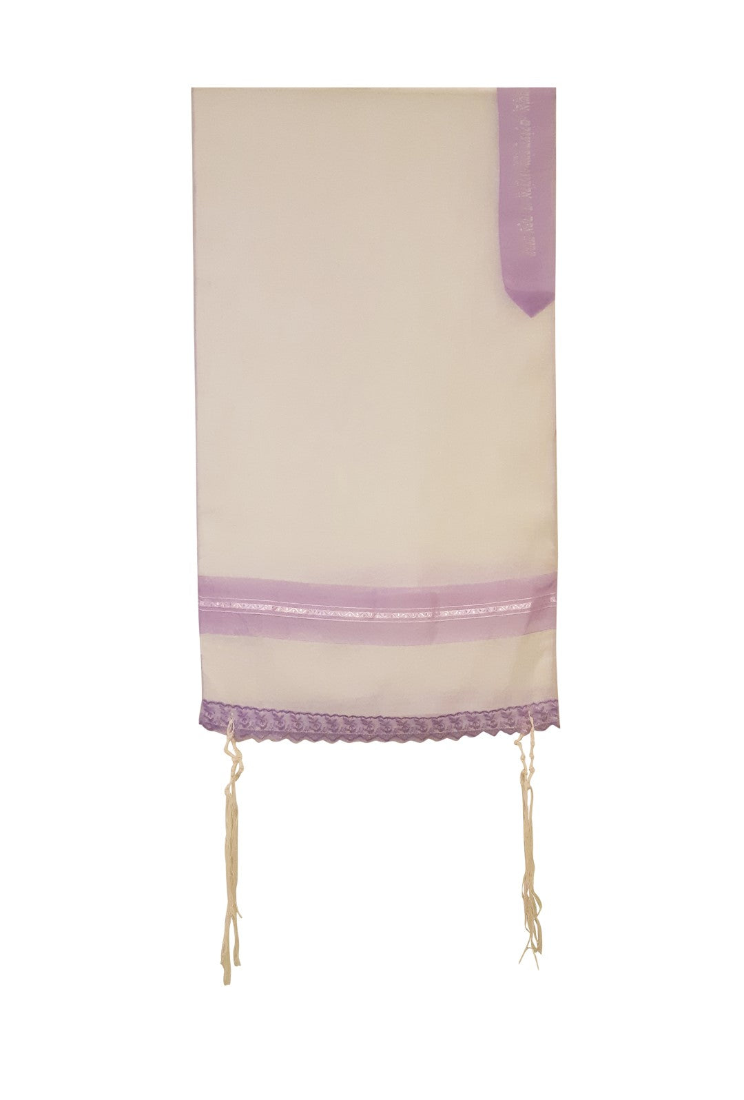 Lilac Lace Embroidered Tallit Prayer Shawl for Girls & Women - Elegant Tzitzit Jewish Tallis for Bat Mitzvah, Synagogue & Religious Ceremonies