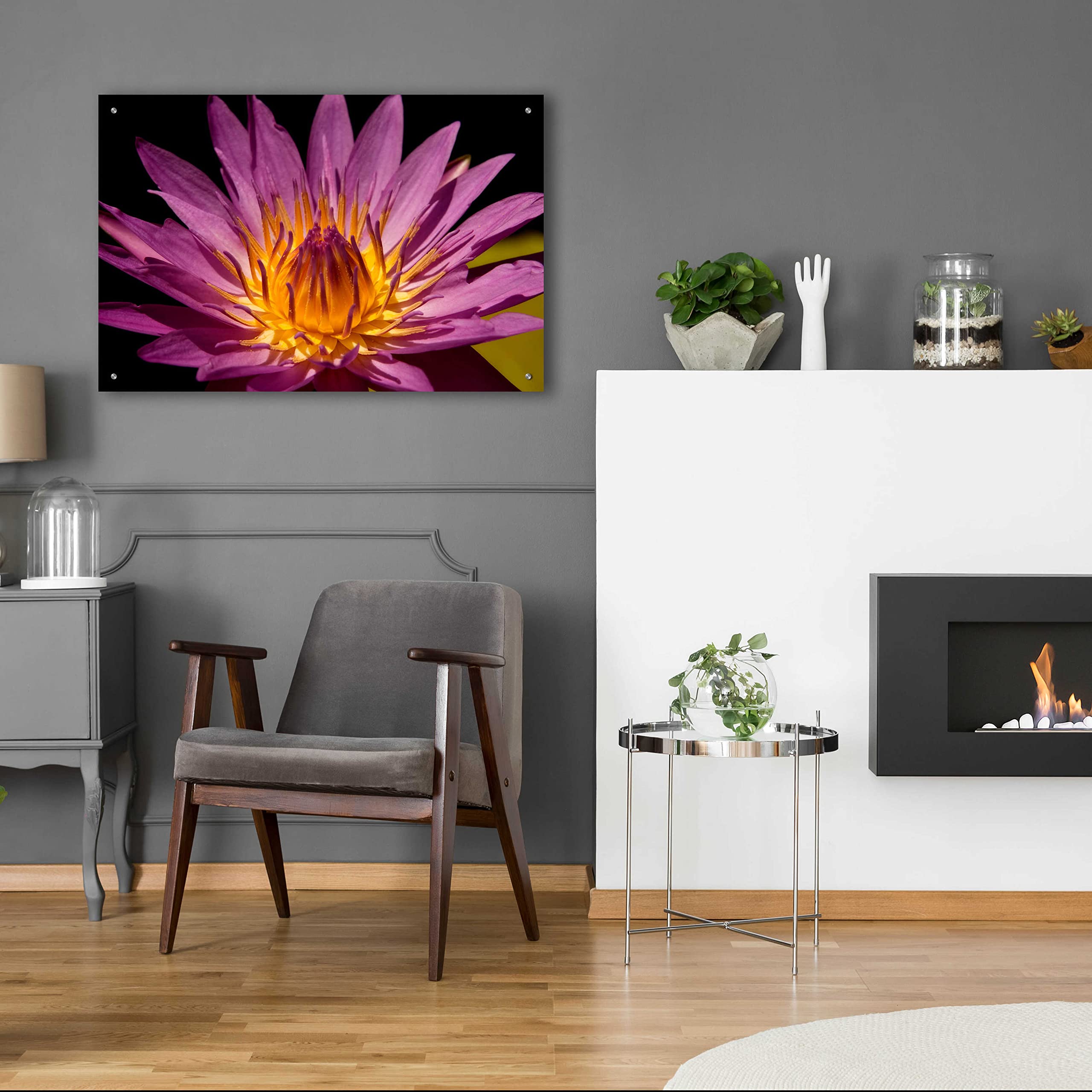 Mike Jones Fairchild Gardens Lily Acrylic Glass Wall Art - 36x24 Inches Modern Canvas Painting for Living Room, Bedroom & Office Decor