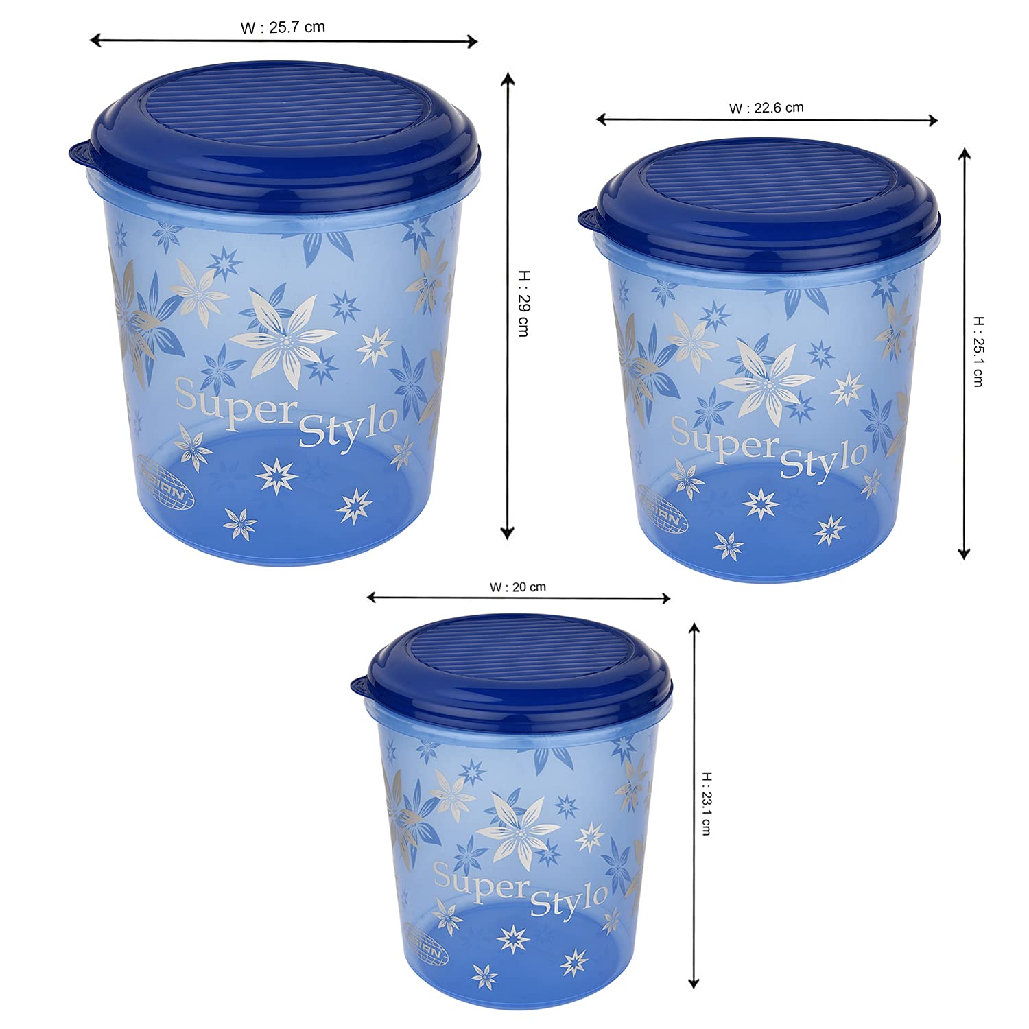BPA-Free Airtight Plastic Food Storage Containers Set of 3 (1L + 2.5L + 4.1L) - Freezer Safe Kitchen Organizers for Rice, Flour, Snacks, Cookies & Dry Goods - Perfect for Pantry, Grocery Storage & Meal Prep