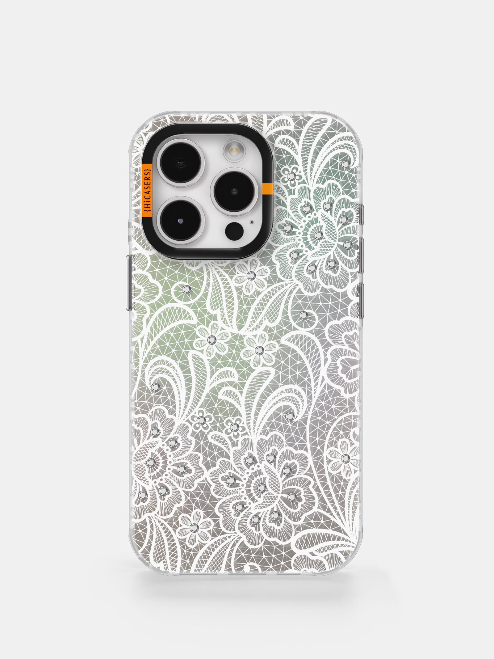 Iridescent Lace Mirror Case - Elegant White Phone Cover for iPhone & Samsung | Perfect for Weddings, Parties & Special Occasions