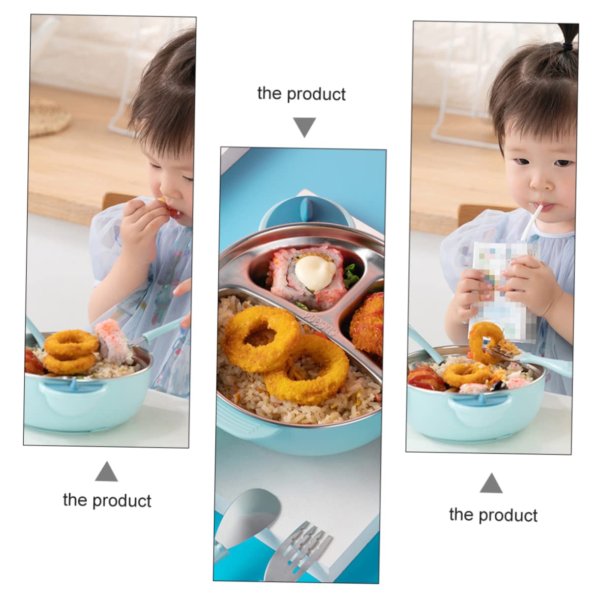 Hoement Stainless Steel Baby Food Warming Bowl with Suction Base - Non-Slip Toddler Feeding Plate for Complementary Foods - Perfect for Home, Travel & Daycare Use