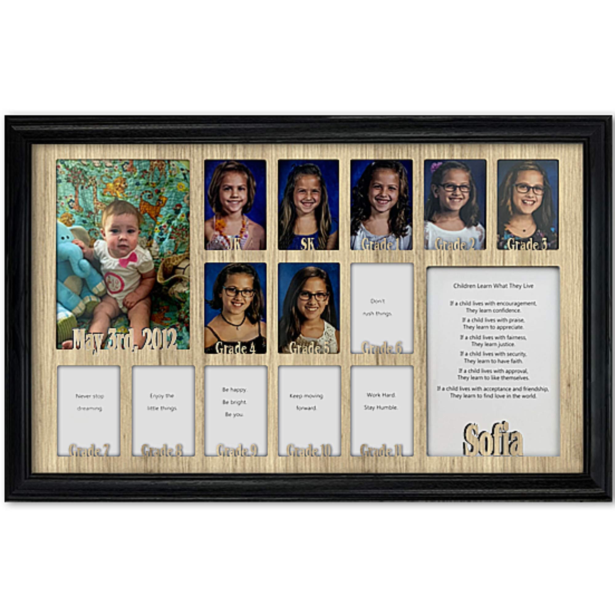 Personalized Northland School Years Photo Frame - Custom Name Engraved, Holds Twelve 2.5x3.5
