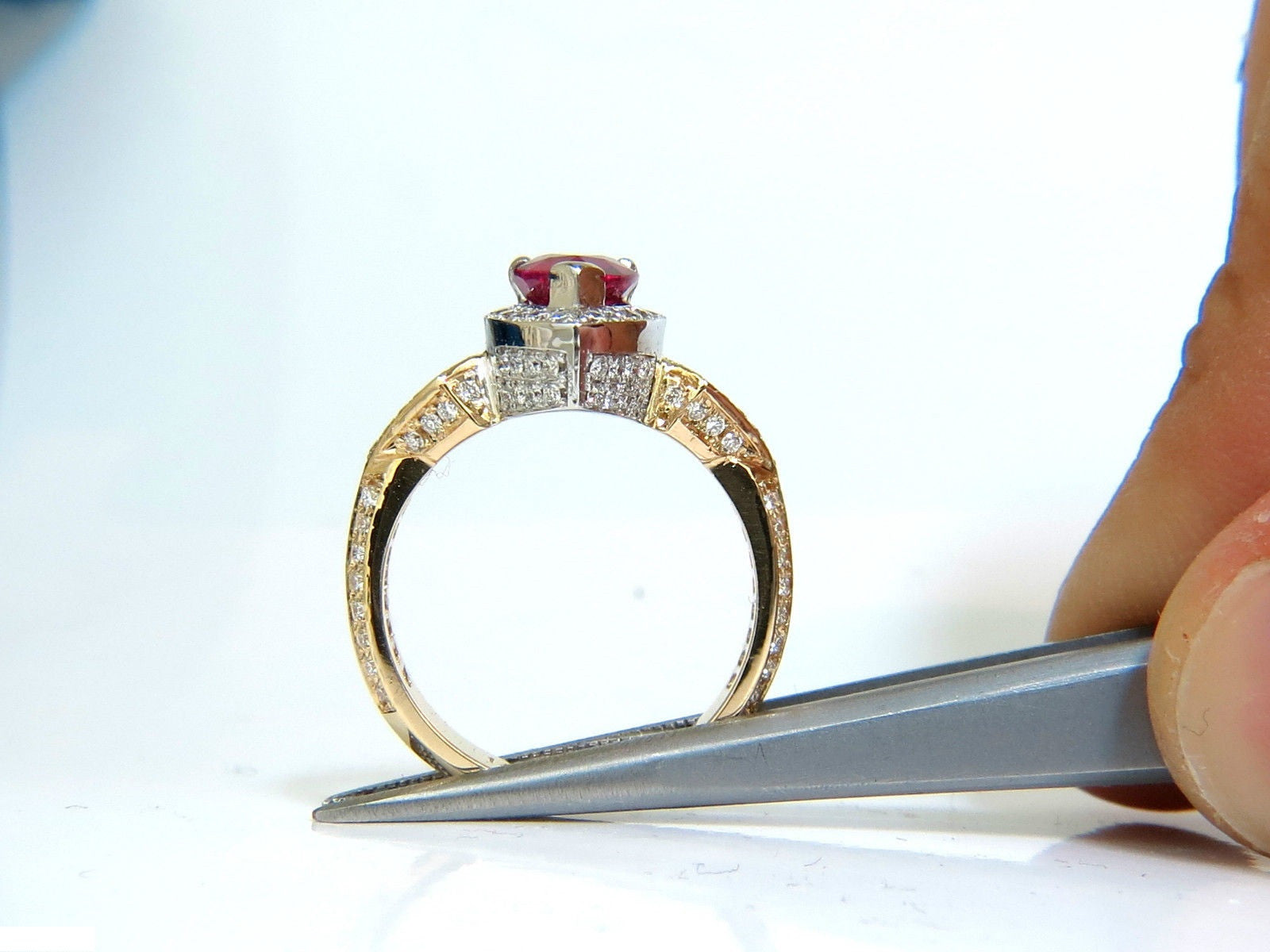 2.40CT GIA Certified Natural Ruby & Diamond Ring - No Heat Treatment, Classic Blood Red Ruby Jewelry Set for Engagement, Wedding & Special Occasions
