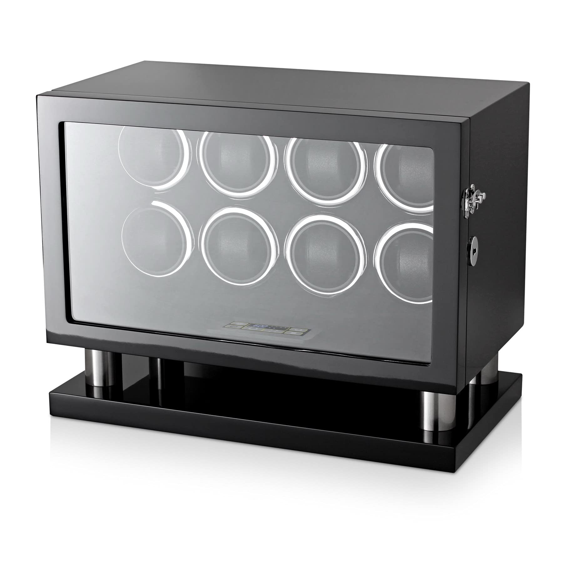 8 Automatic Watch Winder with LED Backlight & LCD Touchscreen - Perfect for Luxury Watch Collection Storage & Display at Home/Office