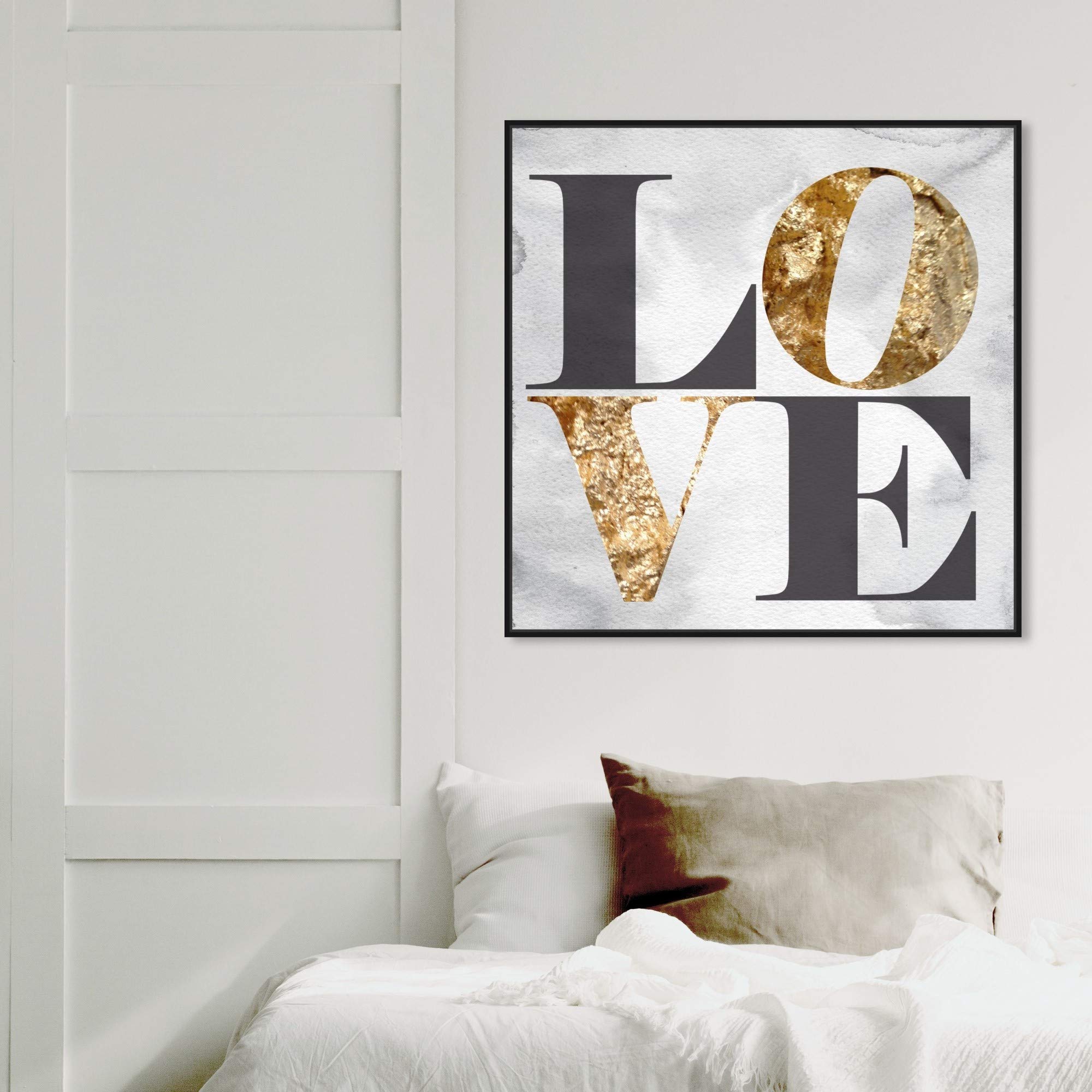 Oliver Gal 'Build Stone' Love Quote Framed Canvas Wall Art - 30x30 Inches, Typography Home Decor for Living Room, Bedroom & Office