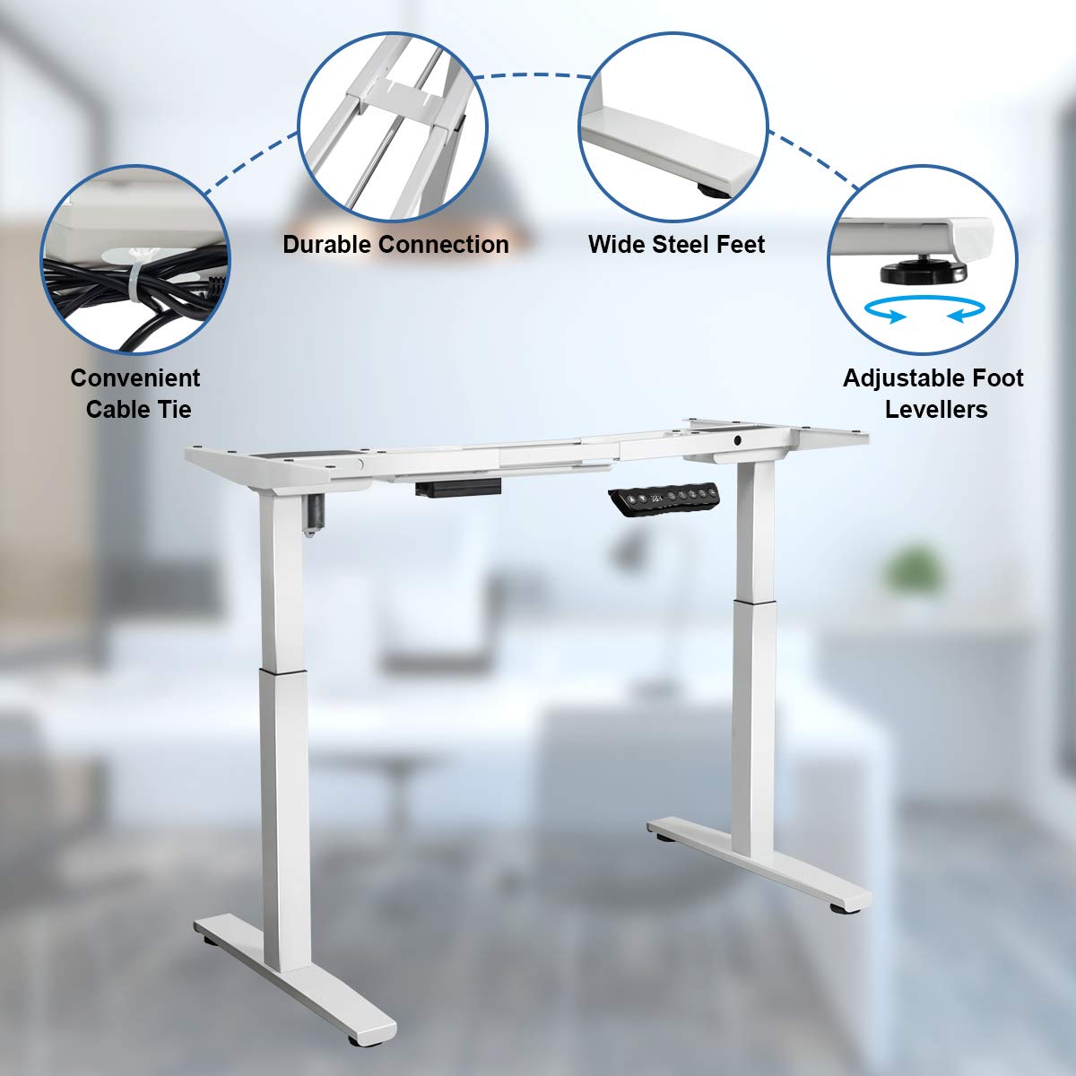 Tangkula Electric Standing Desk Frame - Adjustable Height & Width, Single Motor Ergonomic Sit Stand Desk Base with Memory Controller | Perfect for Home Office, Gaming & Workspace Setup