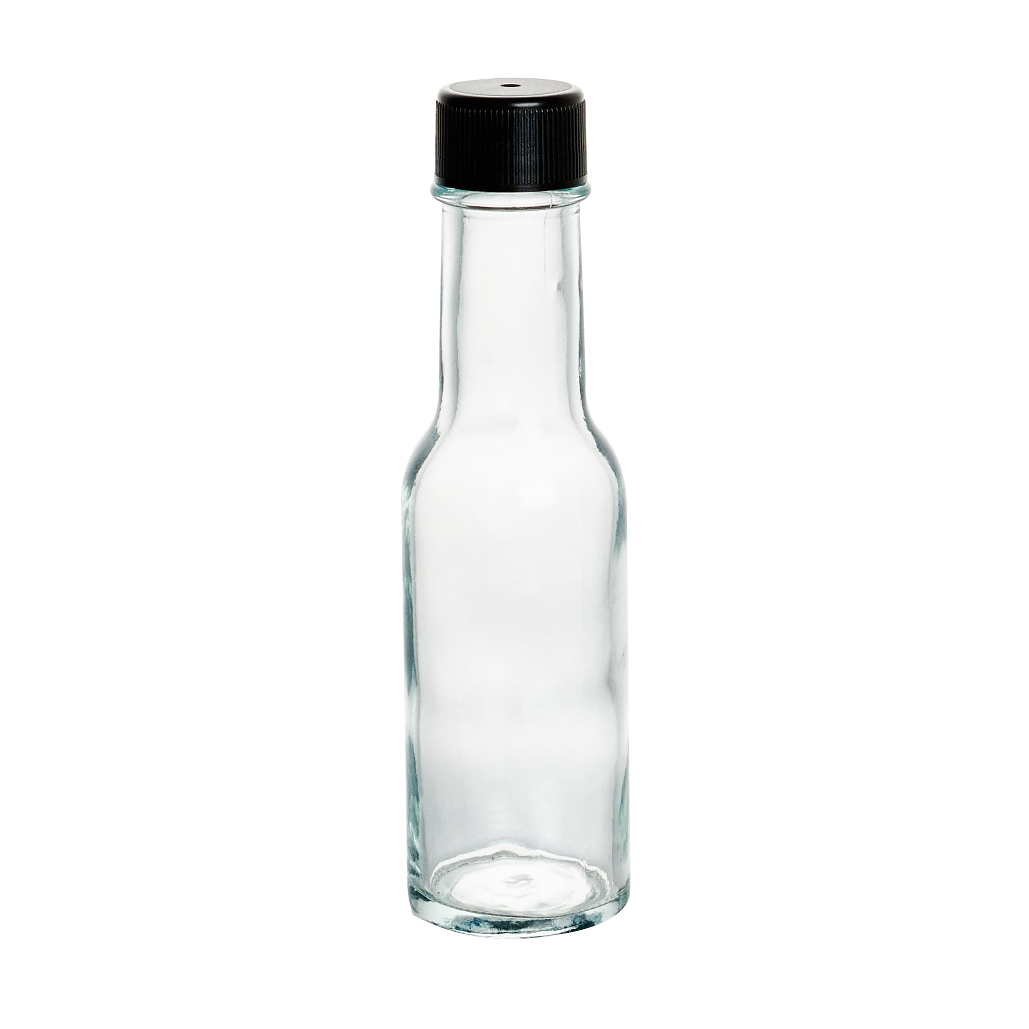 **Vetri 3 oz Clear Glass Woozy Bottles (10-Pack) with Black Caps – Dishwasher Safe & Durable Empty Sauce Bottles for Hot Sauce, BBQ, Salad Dressing, Oil, Tinctures – Perfect for Restaurants, Catering & Home Kitchens**