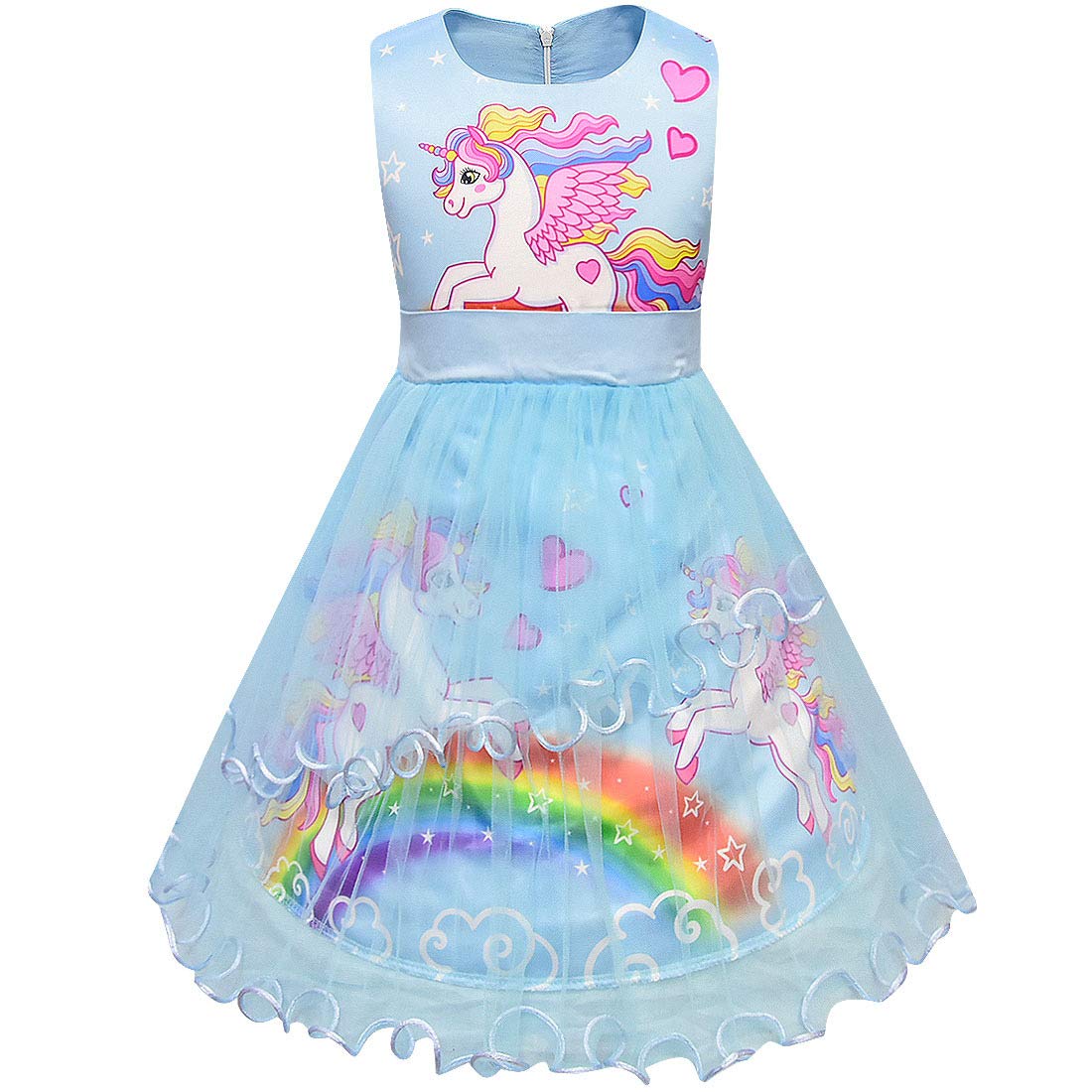 Unicorn Princess Dress for Girls - Pink Short Sleeve Party Gown for Birthday, Wedding, Halloween & Carnival | Perfect for Dress-Up, Tea Parties & Special Occasions