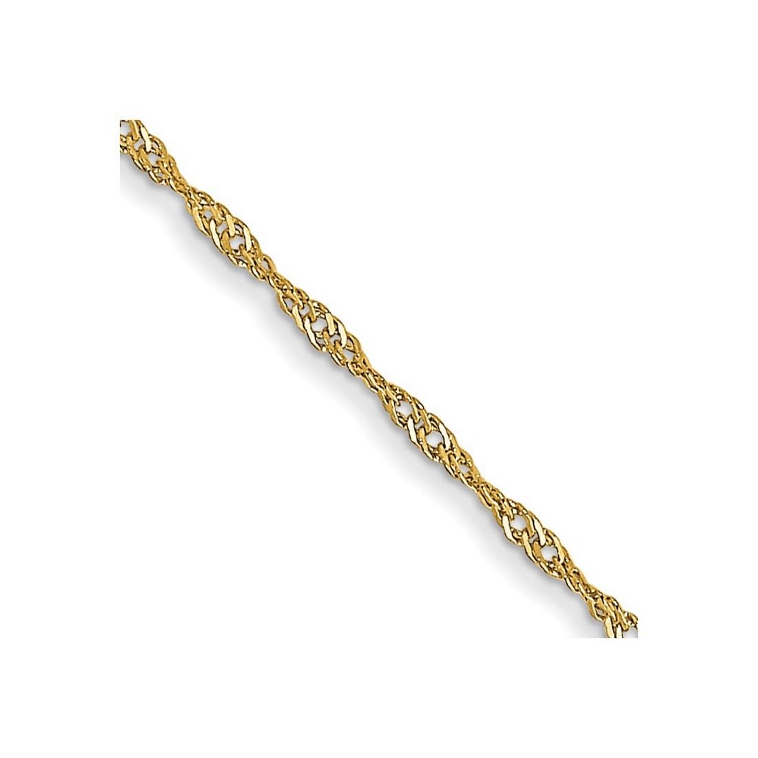 14K Yellow Gold Solid Spring Ring 1mm Singapore Chain Necklace for Women & Men - Elegant Unisex Jewelry for Everyday Wear, Gifts & Special Occasions