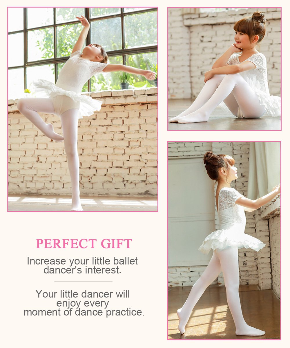 AIMILIA Ballet Tights for Girls - Toddler Dance Leggings with Feet - Soft Stretchy Ballet Pants for Kids - Perfect for Ballet Class, Recital & Dance Practice