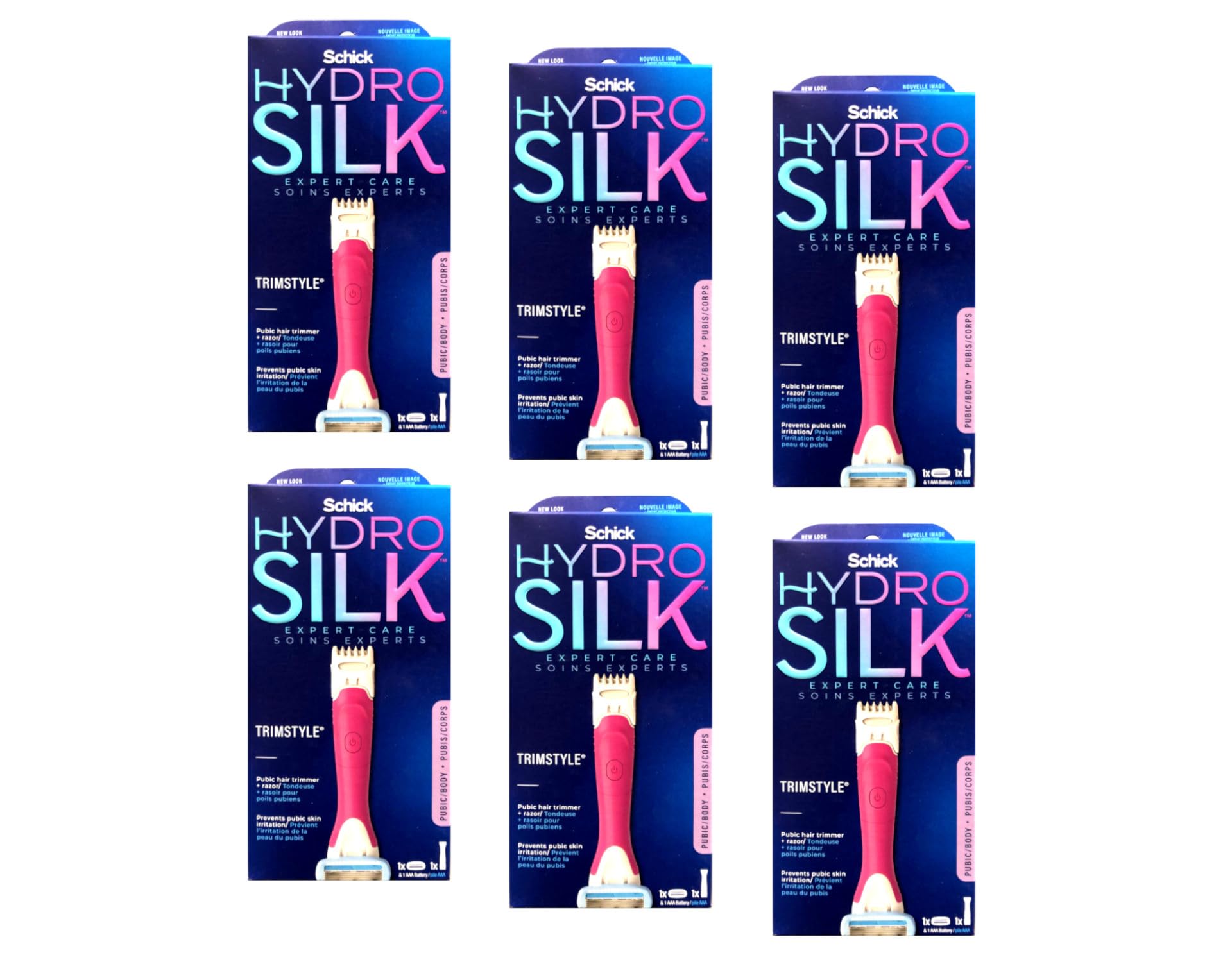 Schick Hydro Silk TrimStyle Razor for Women - 6 Pack Bikini Trimmer & Shaver with Hydrating Serum | Perfect for Travel, Gym Bag & Smooth Skin Care Routine
