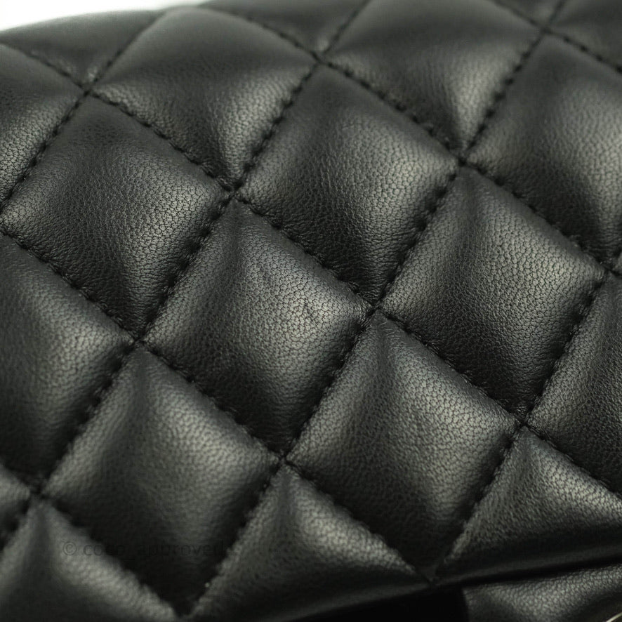 Chanel Classic Medium Double Flap Bag Black Lambskin Leather with Silver Hardware - Luxury Handbag for Women, Perfect for Parties, Work & Everyday Use