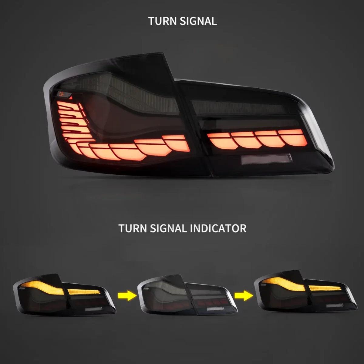 2011-2017 BMW 5 Series F10 F18 M5 LED Tail Lights Assembly with Dynamic Welcome Light - CS Style Upgrade for Enhanced Visibility & Style | Perfect for Night Driving & Car Customization
