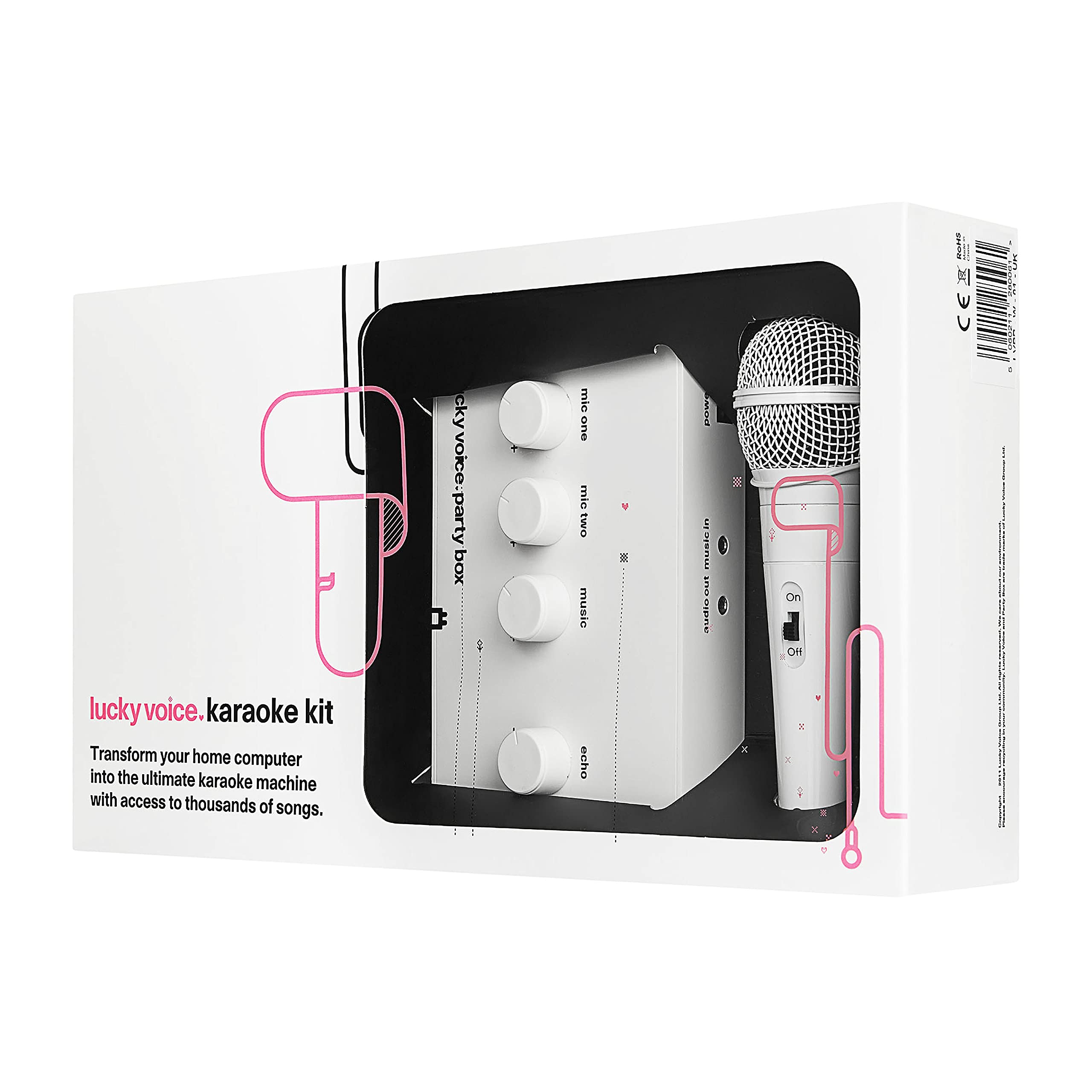 Lucky Voice Portable Karaoke Machine with Microphone - Wireless Bluetooth Speaker for Adults & Kids - 1000+ Free Songs - White Lightweight Karaoke System for Home Parties, Travel & Gifts - Works with Smartphones, Tablets & Laptops