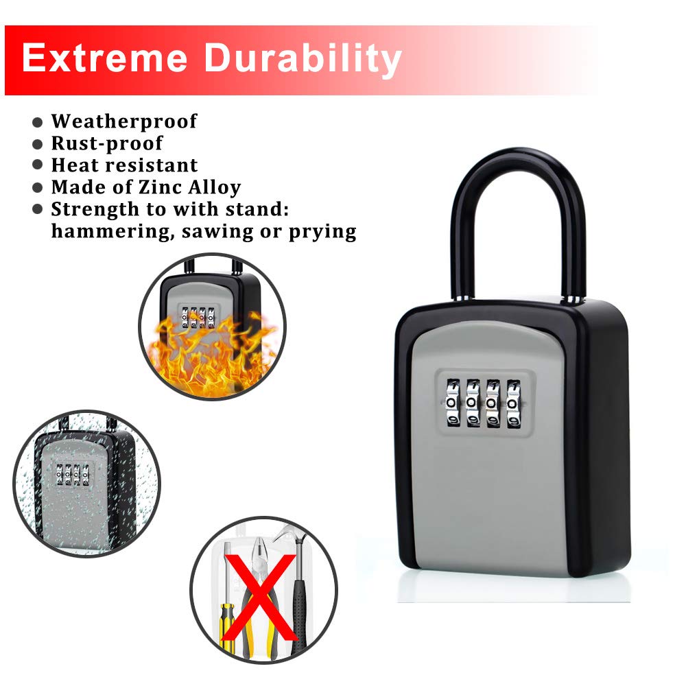 Key Lock Box with Combination Code - Secure Outdoor House Key Storage, Black Combo Door Locker (1 Pack) - Perfect for Vacation Homes, Airbnb Rentals & Emergency Key Access