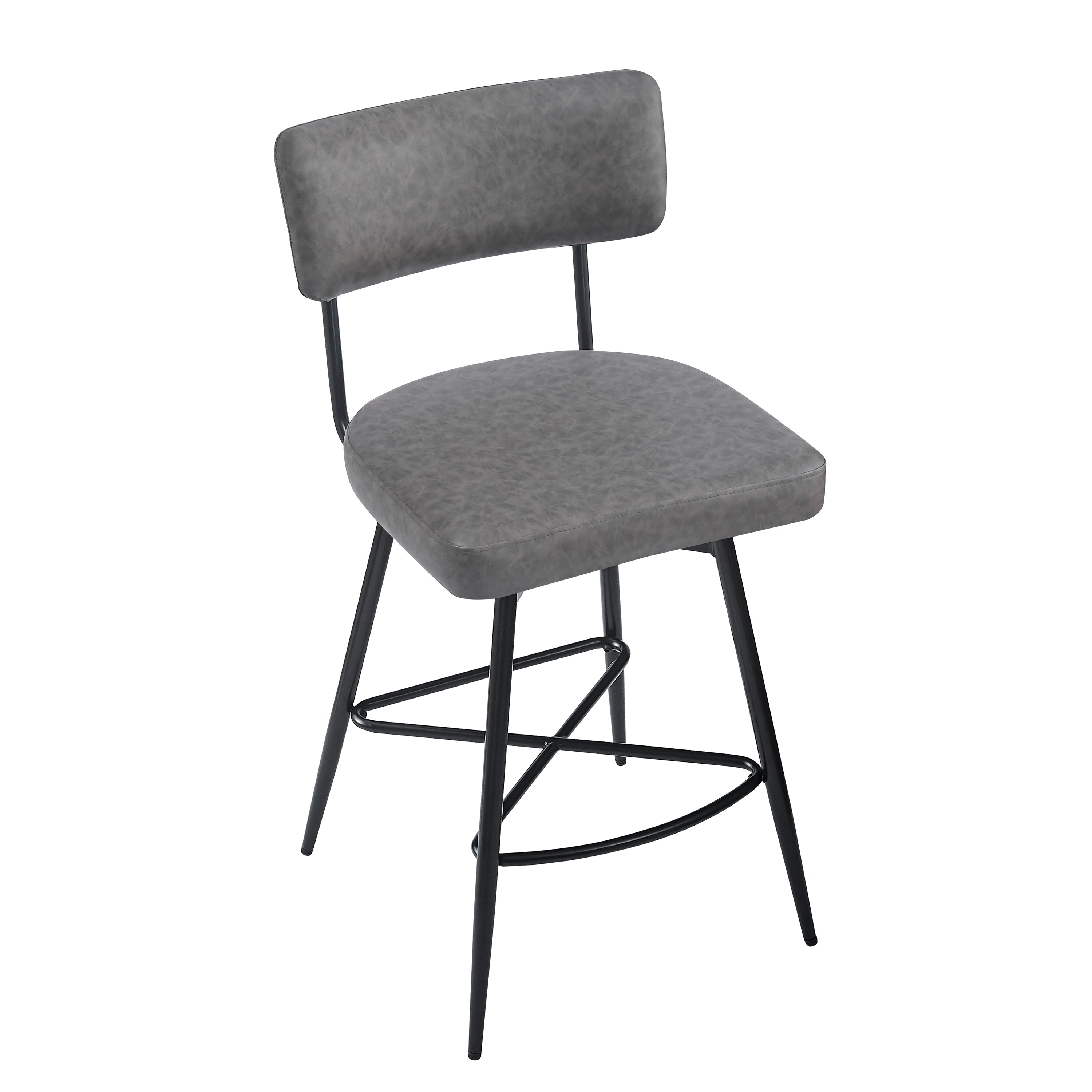 26'' Retro Swivel Counter Stools Set of 2 - Iron Frame & PU Cushioned Bar Stools for Kitchen Island, Breakfast Nook or Home Bar - Vintage Style Adjustable Height Stools