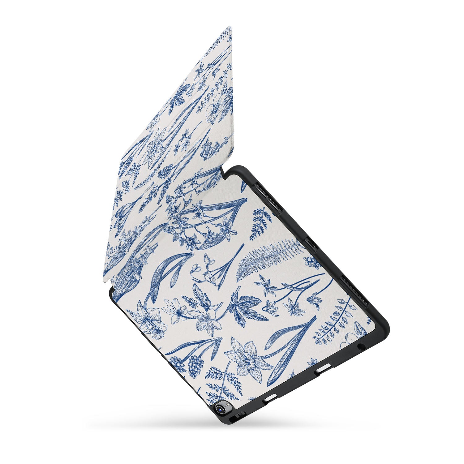 Premium iPad Trifold Case with Floral Design - Slim Protective Cover for iPad Air/Pro, 360° Rotating Stand, Auto Sleep/Wake - Perfect for Work, Travel & Home Use