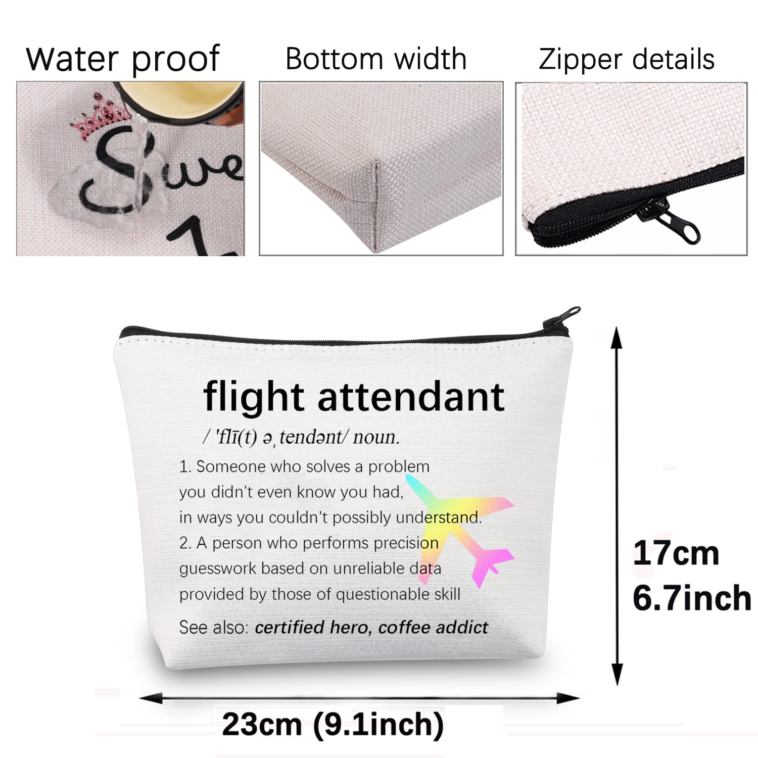 Flight Attendant Makeup Bag - Premium Stewardess Cosmetic Travel Organizer for Flight School Graduation Gifts, Cabin Crew Essentials & Air Travel Accessories | Perfect for Carry-On Luggage & Professional Flight Attendant Kit