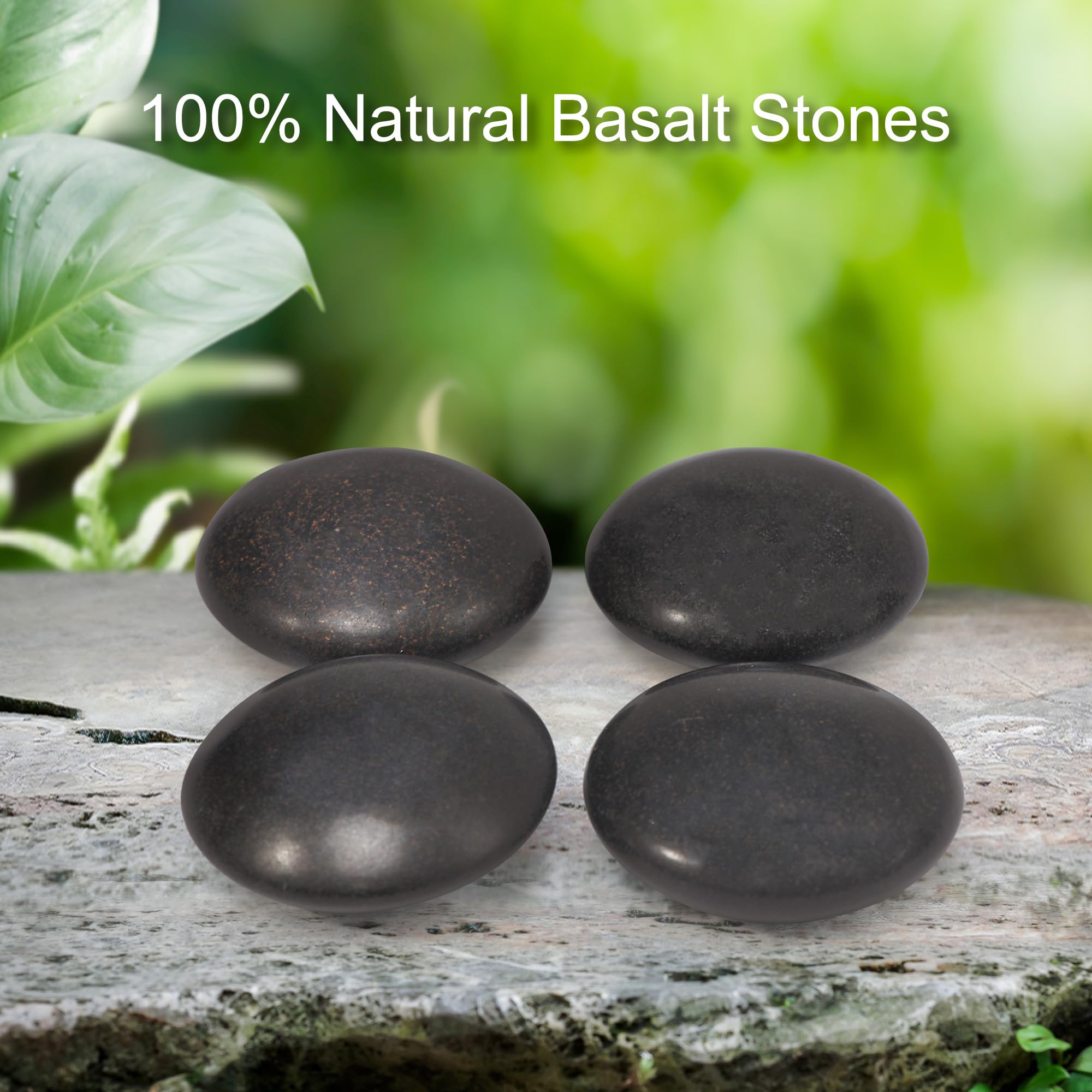 10-Piece Black Basalt Hot Stone Massage Set for Professional Spa & Therapy - Relaxing Contour Shape for Deep Tissue & Swedish Massage - Perfect for Home Spa, Stress Relief & Muscle Recovery