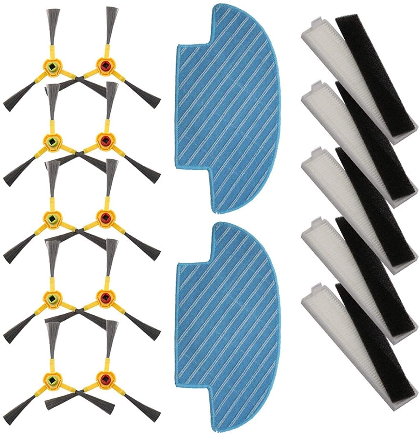 Replacement Side Brush, HEPA Sponge Filter & Mop Cloth Kit for Ecovacs Deebot Slim2 DA60 D36A SLIM2 Robot Vacuum Cleaner - Perfect for Hardwood Floors & Pet Hair Cleaning