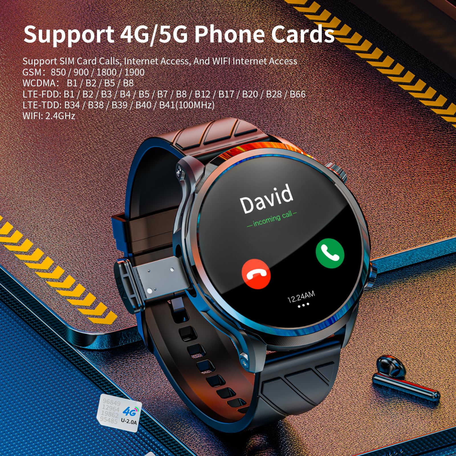 LOKMAT 4G Android Smartwatch with Phone Call Function, 1.85