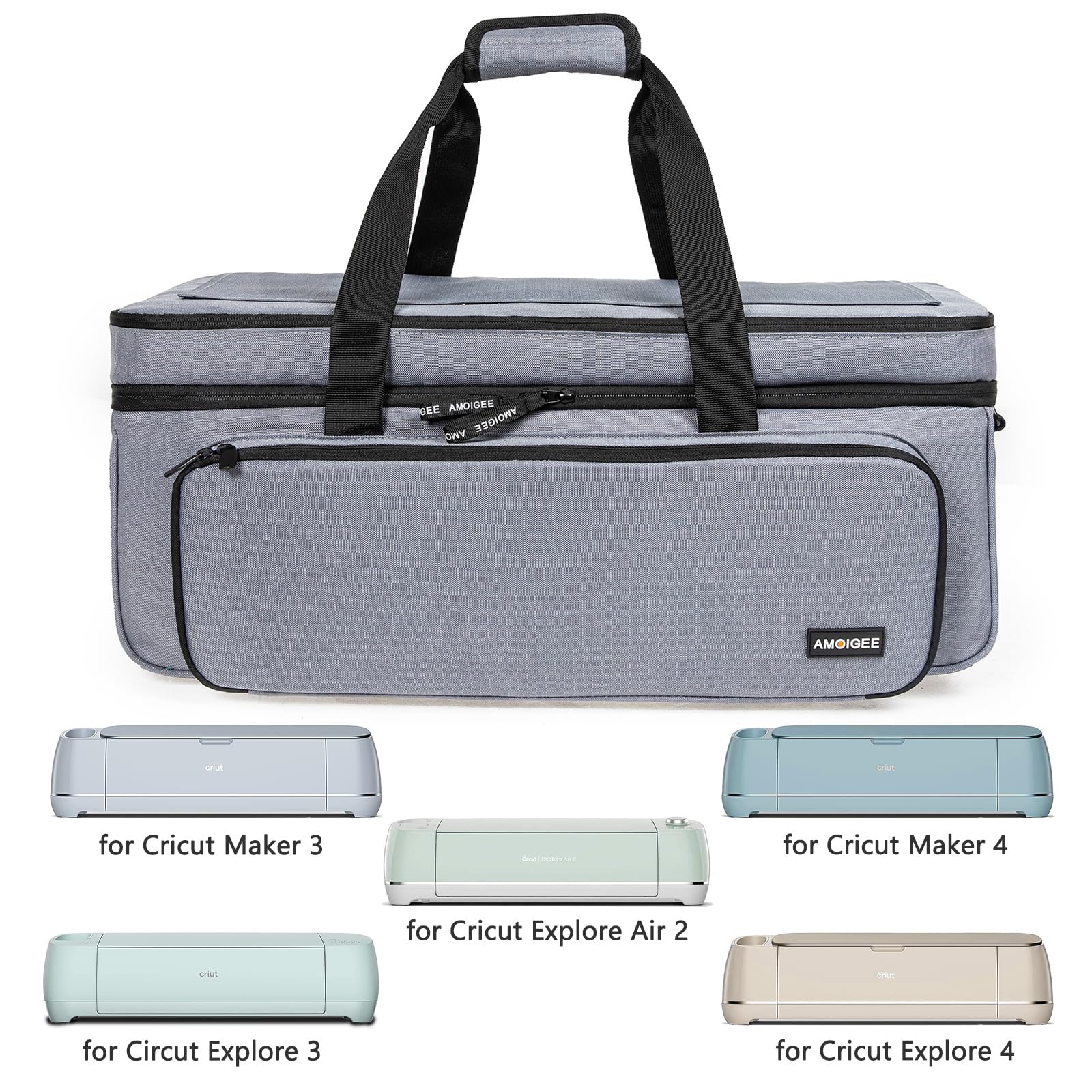 AMOIGEE Double-Layer Carrying Case with Dust Cover for Cricut Maker 3/4, Explore Air 2/3/4 - Portable Storage Organizer for Cricut Machines, Tools & Accessories - Perfect for Crafting, Travel & Home Organization