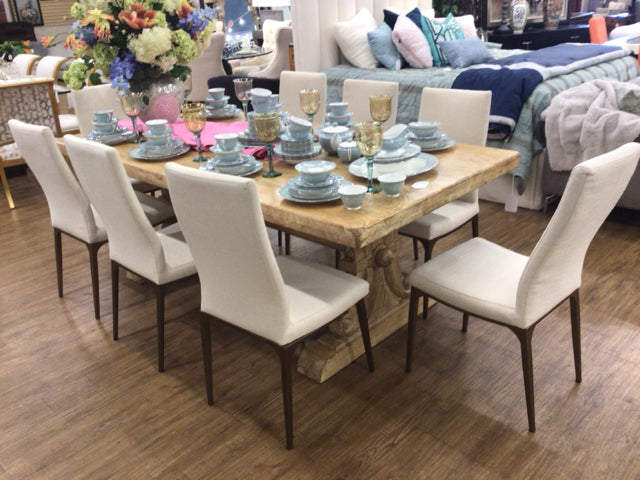 8 Cream Upholstered Dining Chairs - Modern Fabric Kitchen Chairs with Padded Seats - Perfect for Dining Room, Kitchen, and Home Decor