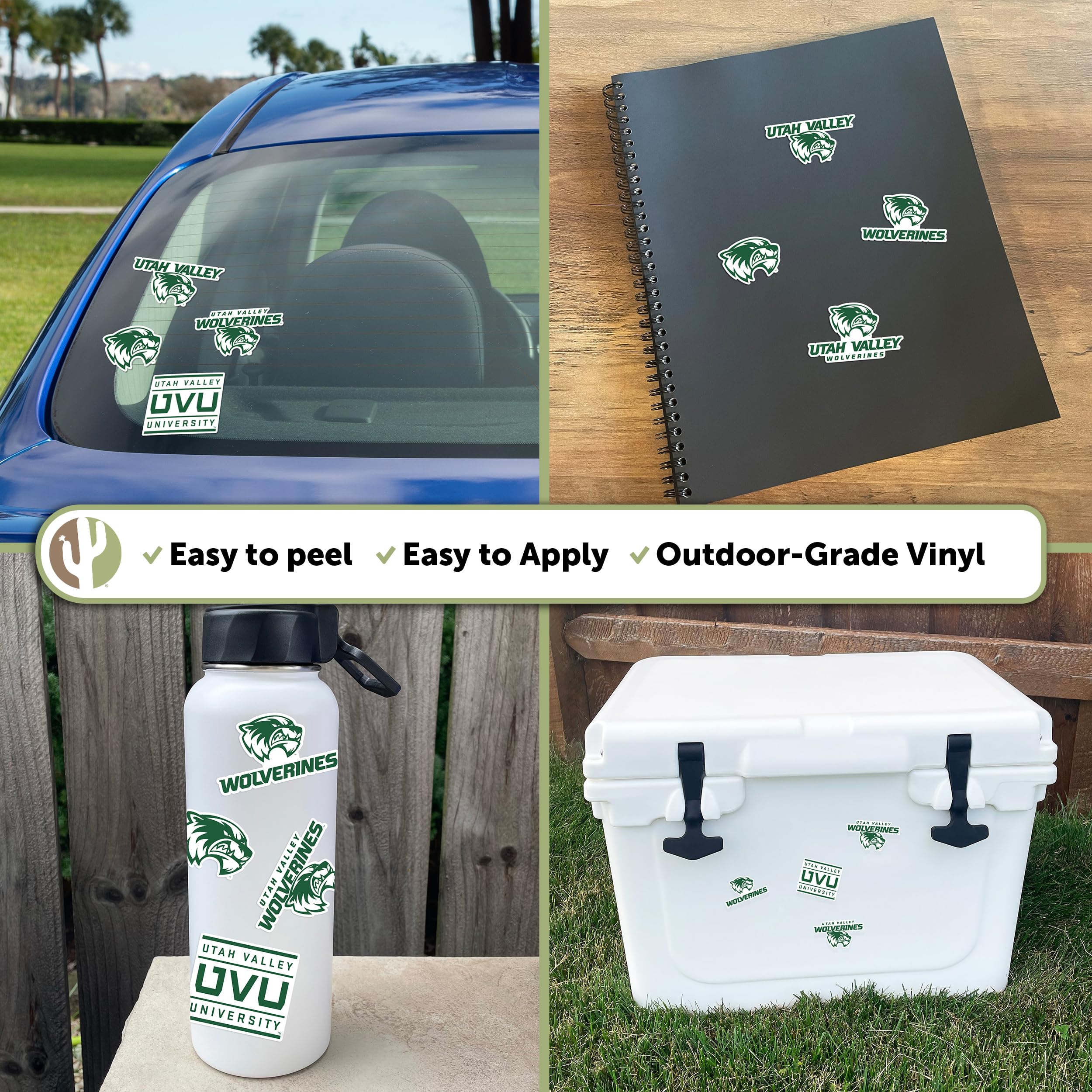 UVU Wolverines Desert Cactus Vinyl Decals - Waterproof Stickers for Laptop, Water Bottle, Car & Scrapbook - Utah Valley University Fan Gear - Perfect for School Spirit & DIY Crafts