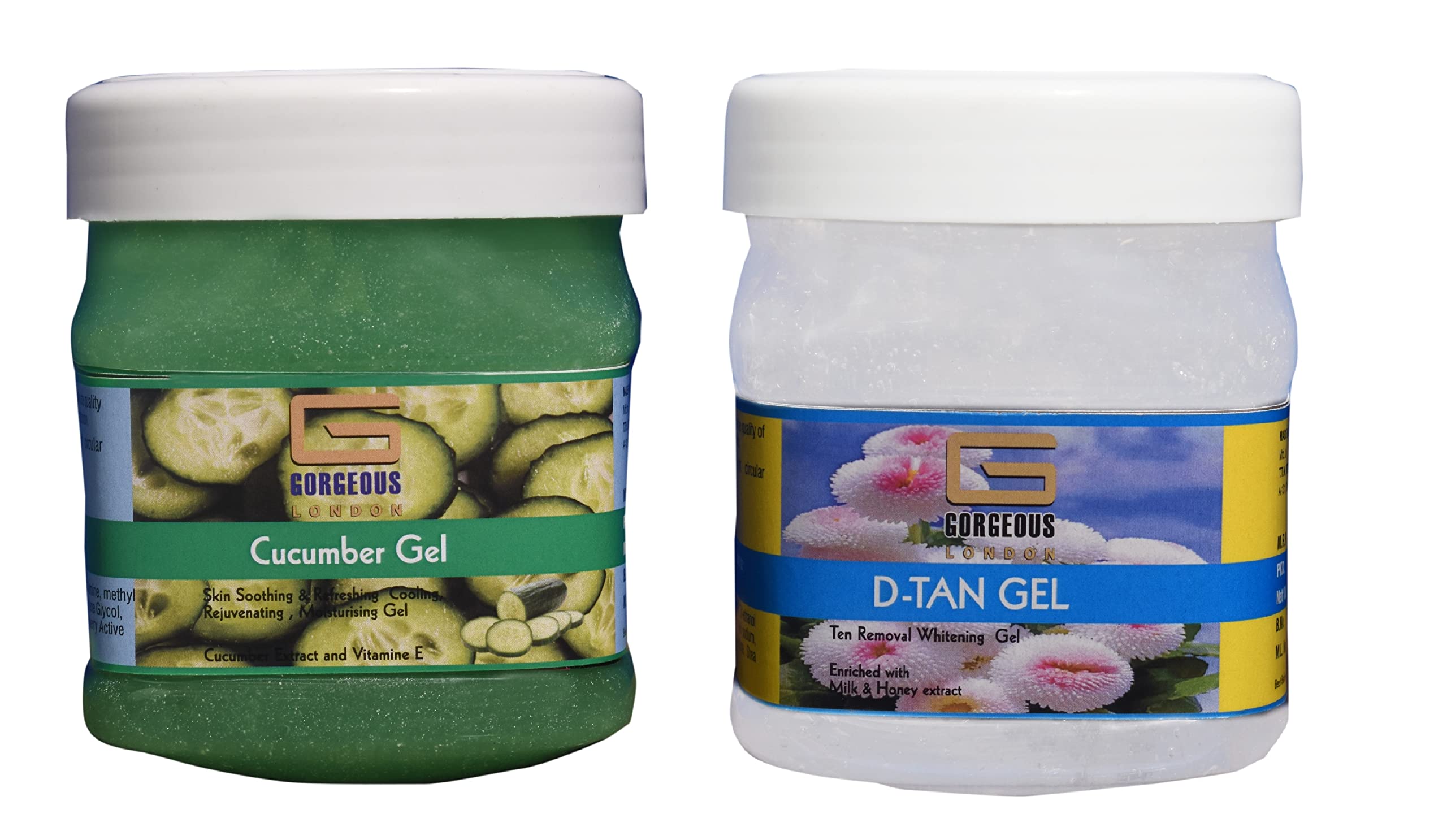 London Cucumber Gel & D-Tan Gel Combo Pack (2 x 450ml) - Brightening & Hydrating Face & Body Care for Glowing Skin | Perfect for Post-Tanning, Sunburn Relief & Daily Moisturizing