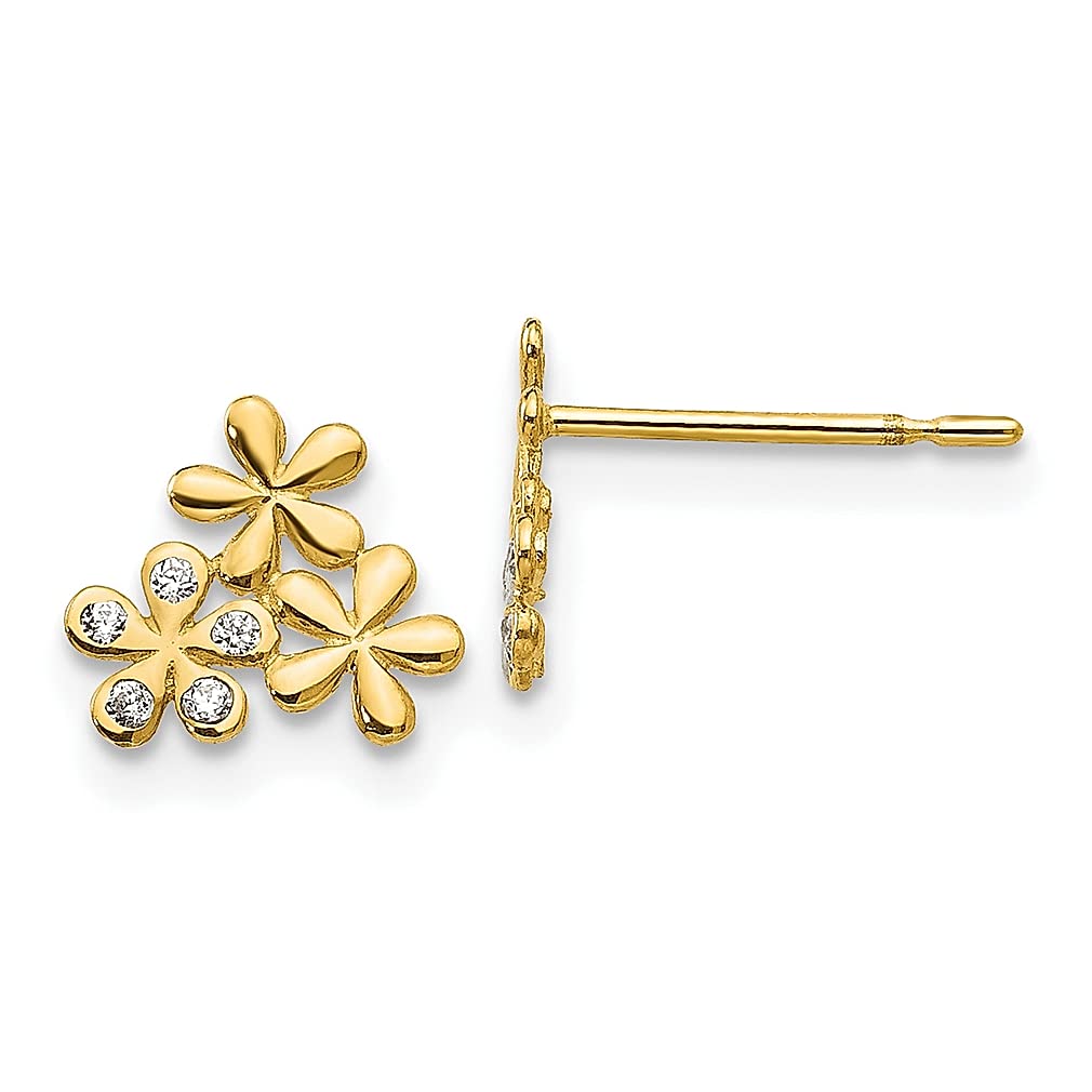 14K Gold Flower Stud Earrings for Women - Gardening Jewelry Gift