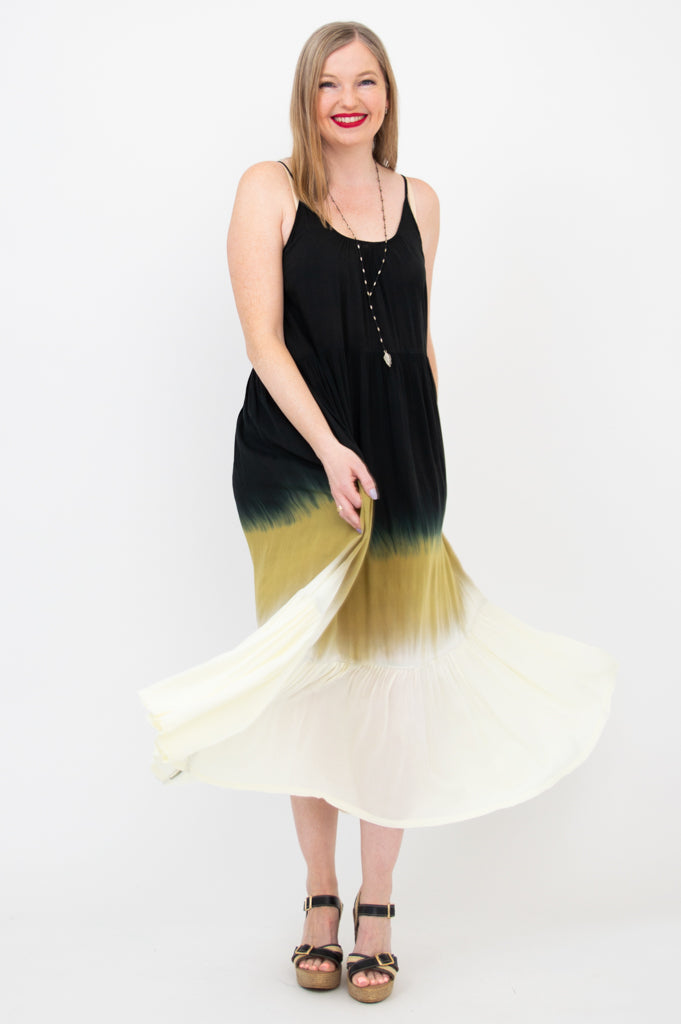 Boho Black Dip Dye Dress for Women - Flowy Summer Maxi Dress with Unique Ombre Design | Perfect for Beach Vacations, Music Festivals & Boho Chic Outfits