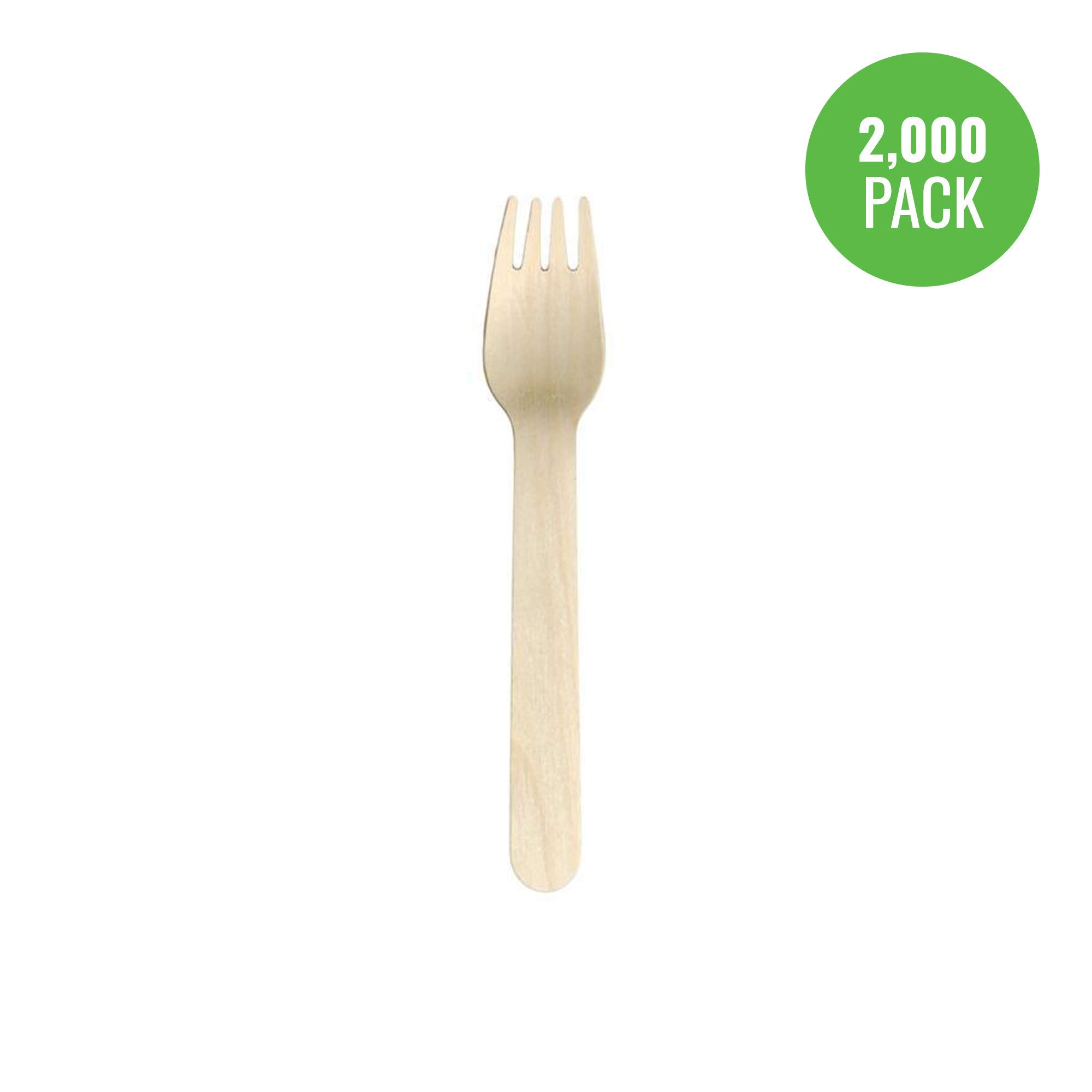 100% Natural Wooden Forks - 6.2 Inch Extra Strength Disposable Cutlery, Eco-Friendly Plant-Based Utensils (2000 Pack) - Perfect for Picnics, Parties, Camping & Outdoor Dining