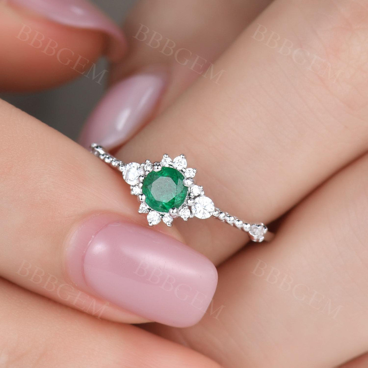 Minimalist Natural Emerald Engagement Ring - 5mm Round Zambian May Birthstone for Women | Perfect for Proposals, Anniversaries & Everyday Elegance