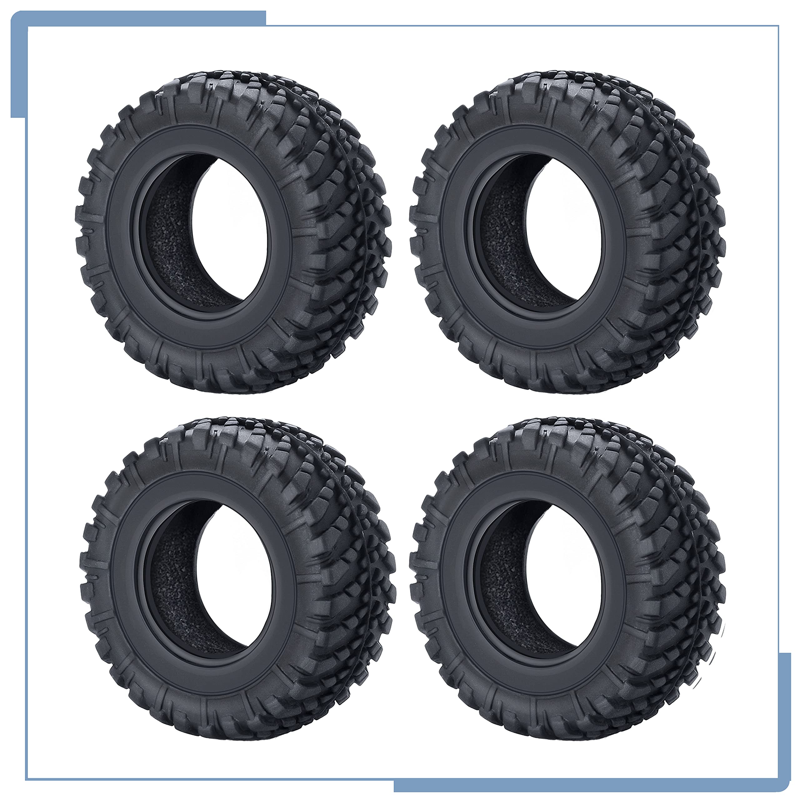 4PCS Rubber Micro RC Tires 38mm - Compatible with Kyosho Mini Z 4x4, 1/18 & 1/24 Scale RC Cars - Durable Off-Road Performance for Crawling, Racing & Drifting