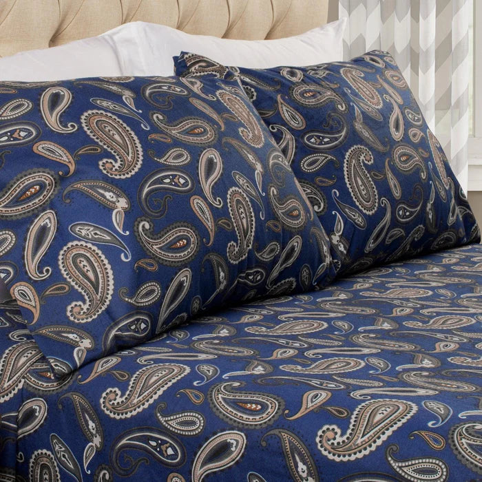 Soft Cotton Flannel Paisley 2-Piece Pillowcase Set - Luxury Bedding for Cozy Nights & Home Decor