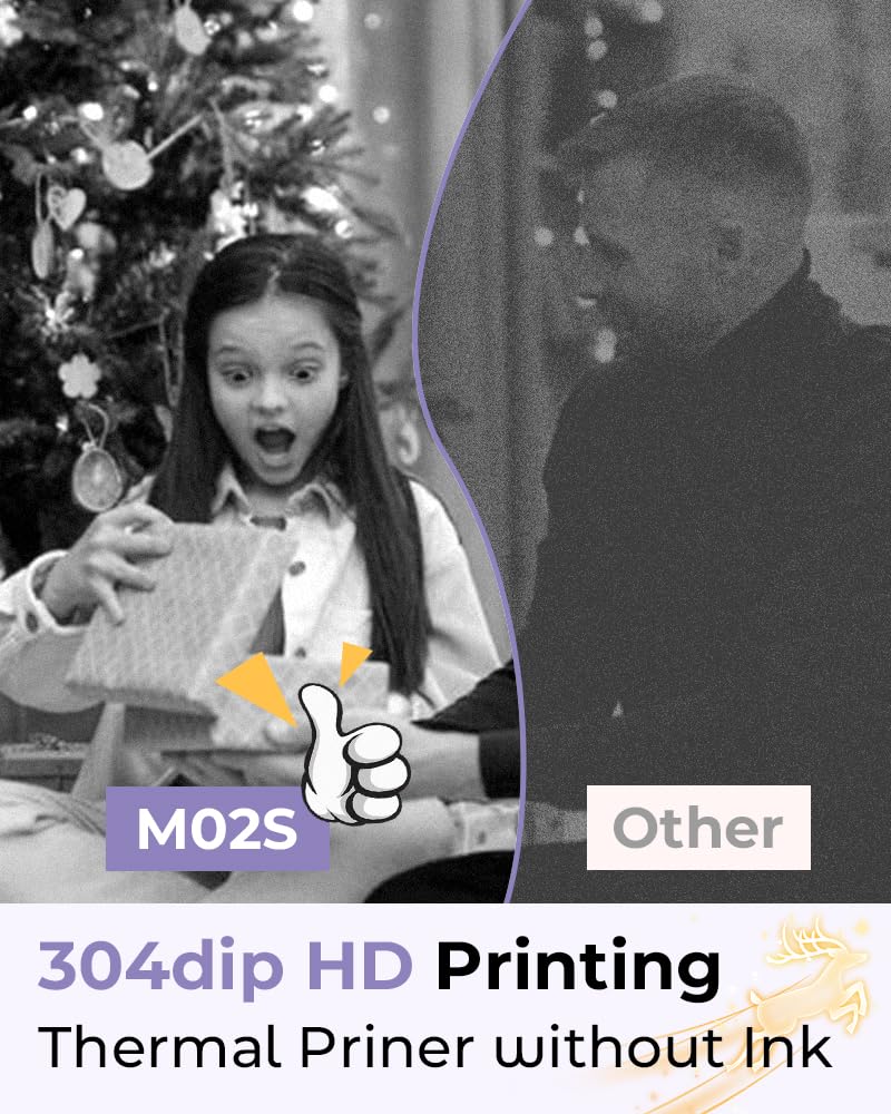 Phomemo Pocket Printer - 300dpi Bluetooth Inkless Mini Sticker Maker for DIY, Photos & Study Notes | Includes 6 Paper Rolls (Purple) | Perfect for Scrapbooking, Journaling & School Projects