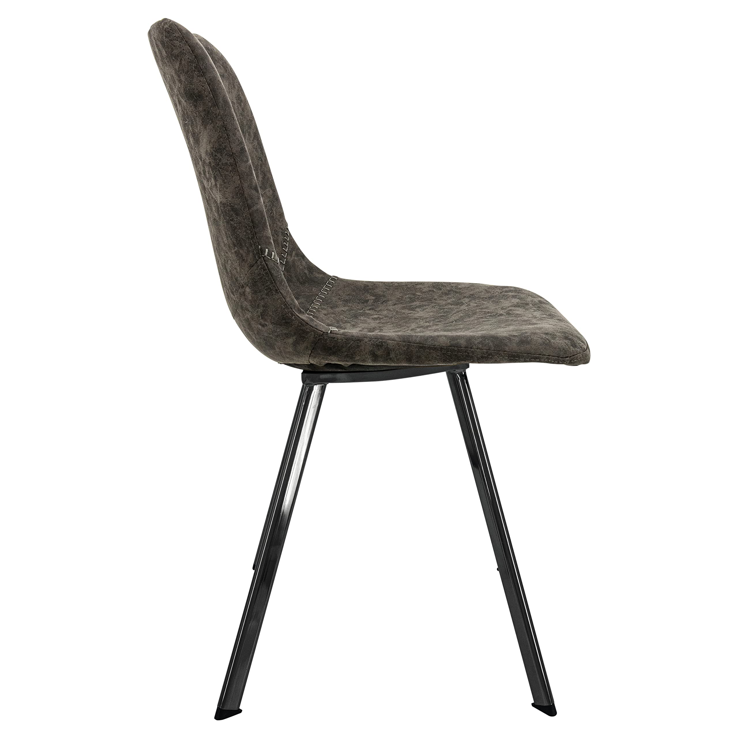 LeisureMod Dining Chair - Modern Upholstered Leather Accent Chair with Powder-Coated Metal Base, Grey Markley Series | Perfect for Dining Room, Living Room & Kitchen Decor