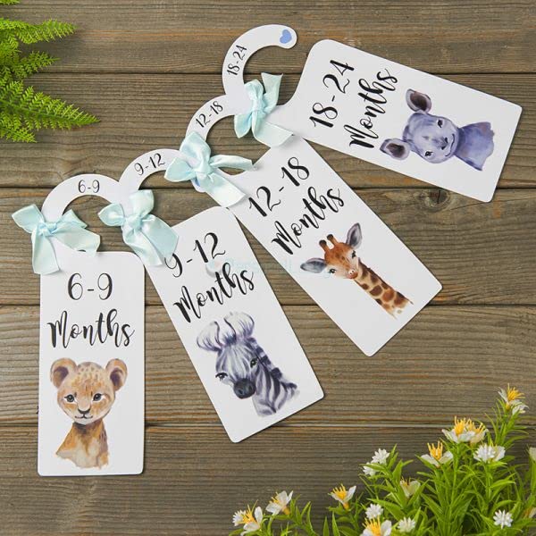 7-Pack Baby Closet Size Dividers - Wooden Wardrobe Organizer with Monthly Labels - Perfect Pregnancy Gift & Newborn Baby Shower Present (Grey) - Ideal for Nursery Organization & Baby Clothes Storage