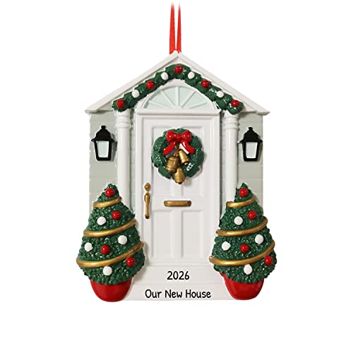 White Door W/Wreath and Trees