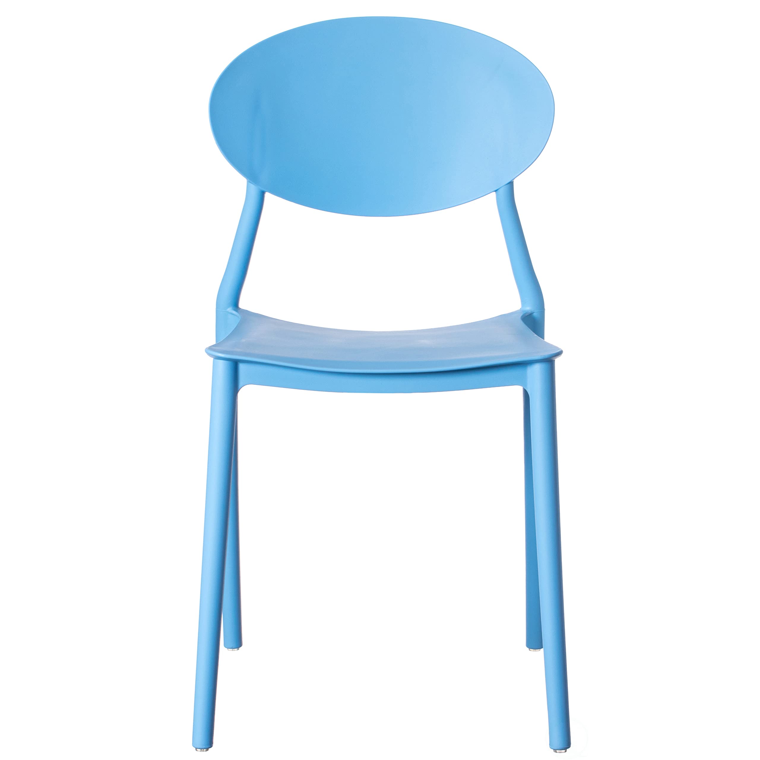 Fabulaxe Modern Plastic Outdoor Dining Chairs - Set of 4 Blue Patio Chairs with Open Oval Back Design for Garden, Poolside, and Backyard Dining