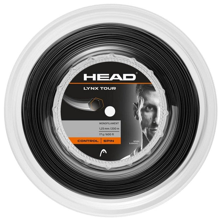 Head Lynx Tour 17/1.25 Tennis String Reel Black - Premium Polyester String for Control & Spin | Perfect for Competitive Players & Stringing Professionals