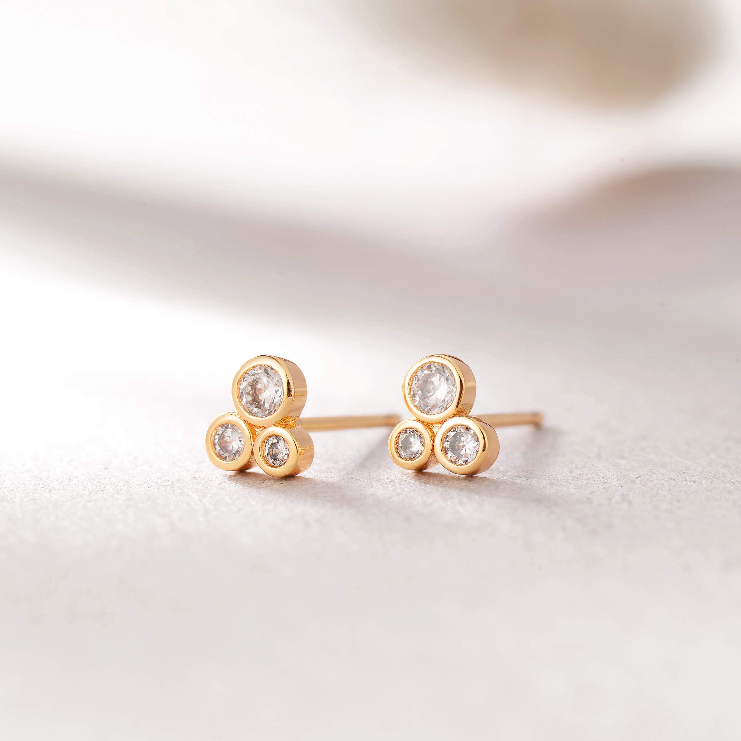 14K Gold Plated CZ Stud Earrings for Women - Elegant & Dainty Jewelry for Everyday Wear