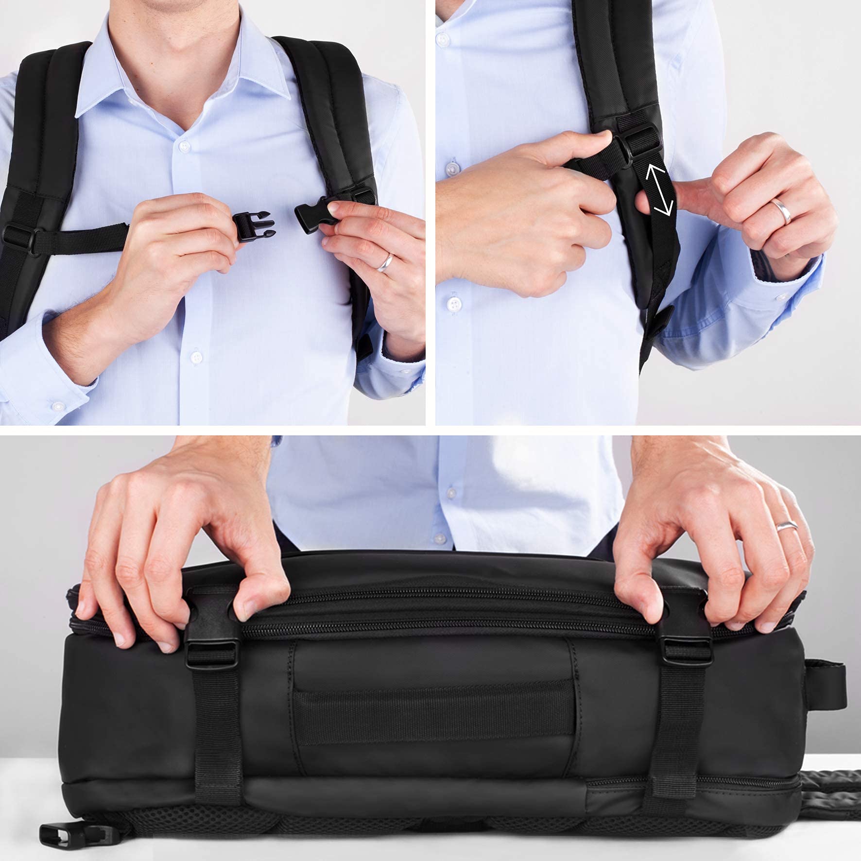 Duronic LB25 Underseat Carry On Cabin Bag with Laptop Sleeve - Water Resistant Travel Backpack for Business, Gym & Holidays - Perfect as Gift for Women & Men (Ideal for Airplane, Commuting & Weekend Getaways)