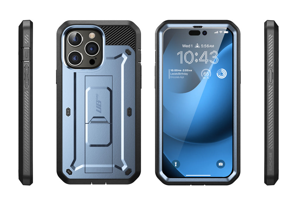 iPhone 14 Pro 6.1 Inch Unicorn Beetle Pro Rugged Case - Shockproof & Military Grade Protection - Metallic Blue - Perfect for Outdoor Adventures & Extreme Sports