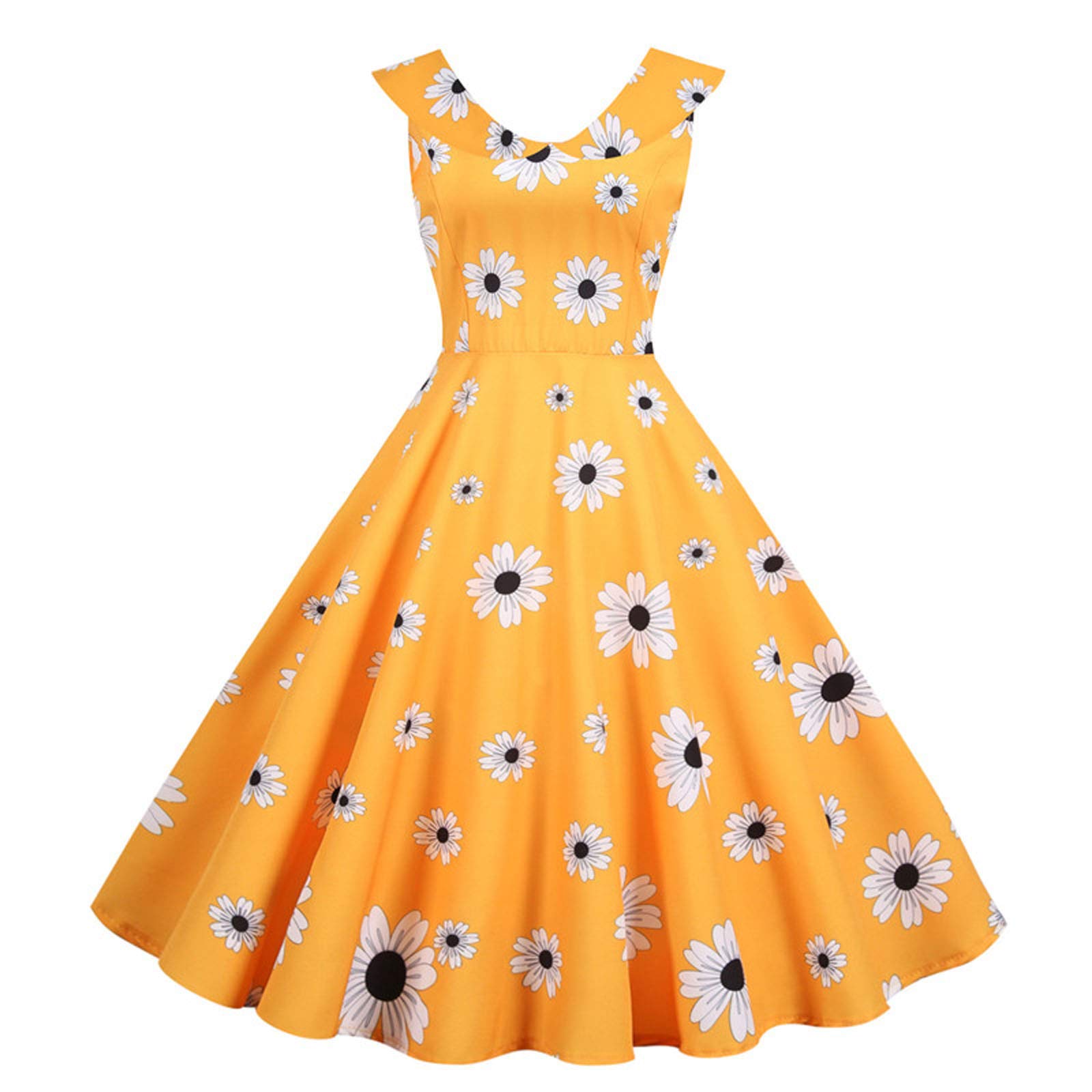 Women's Summer Casual Boho Dresses - Sleeveless Vintage 1950s Housewife Style for Wedding, Evening Party & Prom | Perfect for Beach Outings, Date Nights & Special Occasions