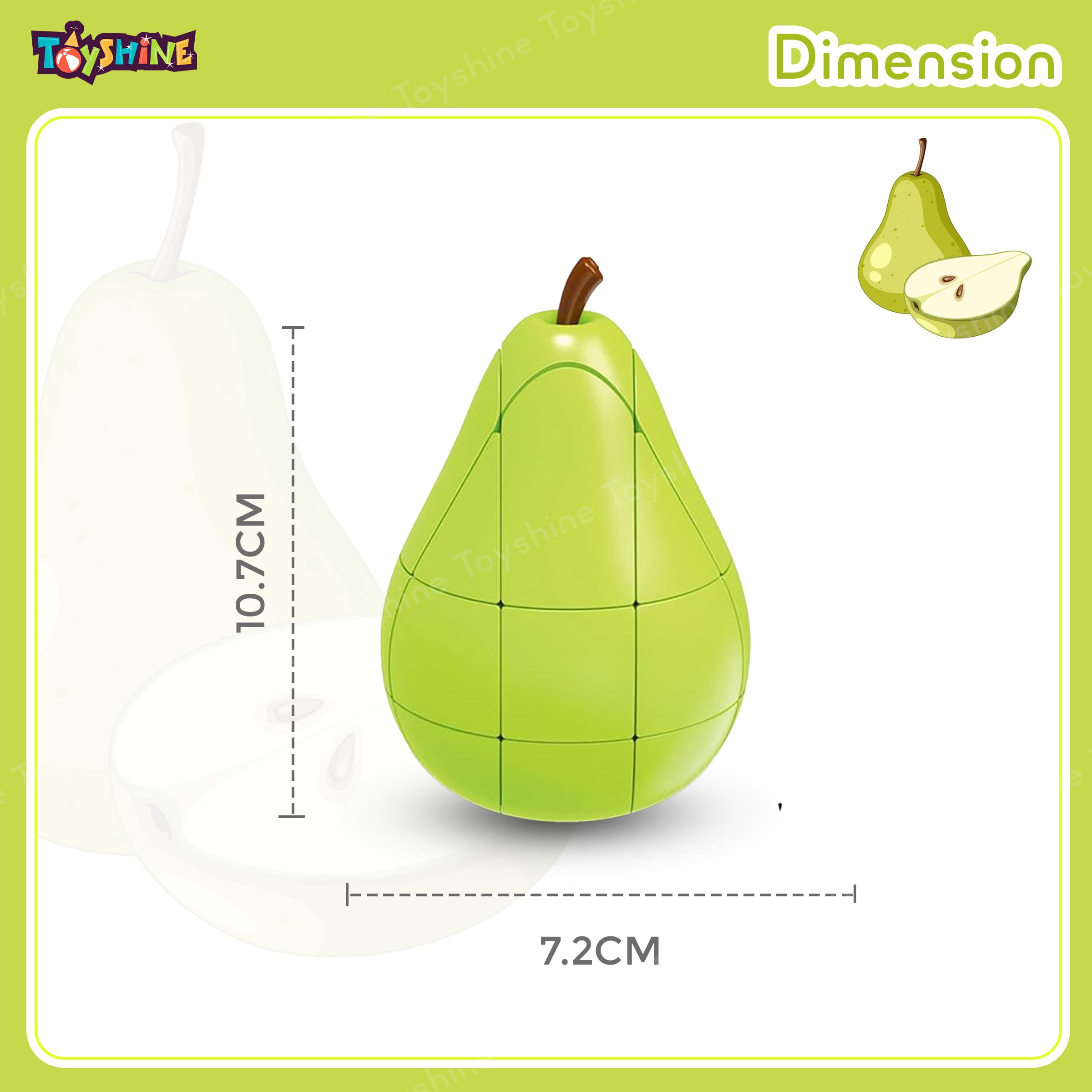 Toyshine 3x3 Pear Shaped Magic Speed Cube - Stress Relief Puzzle Toy for Adults & Kids Ages 3+, Educational STEM Learning Gift for Boys & Girls - Perfect for Classroom, Office, Travel & Family Game Night