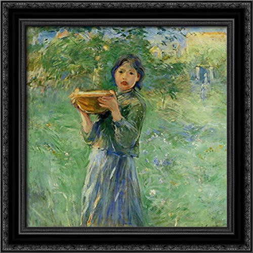 Berthe Morisot 20x20 Black Ornate Wood Framed Canvas Art - The Bowl of Milk Painting - Perfect for Living Room, Bedroom & Office Wall Decor