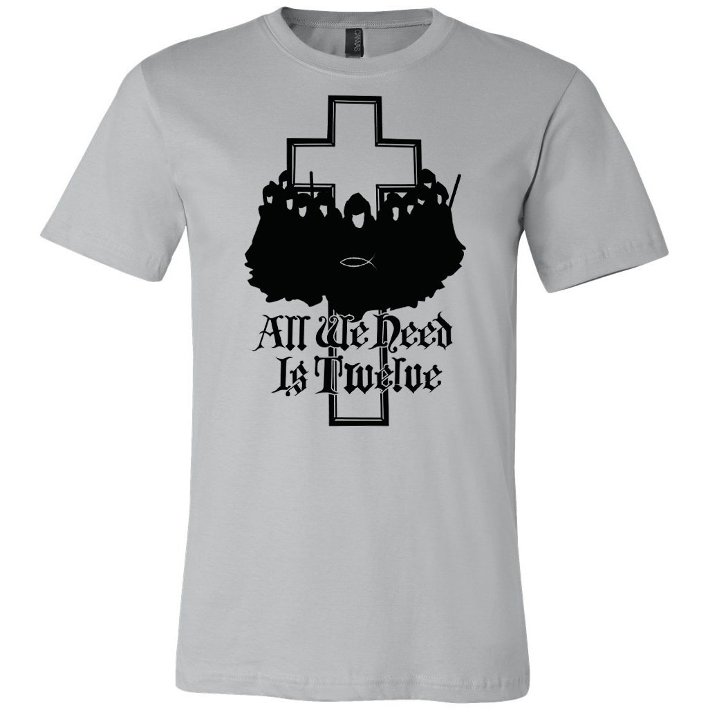 Christian T-Shirt with 'All We Need Is Twelve' Cryptofashion Design - Perfect for Church, Bible Study & Christian Events