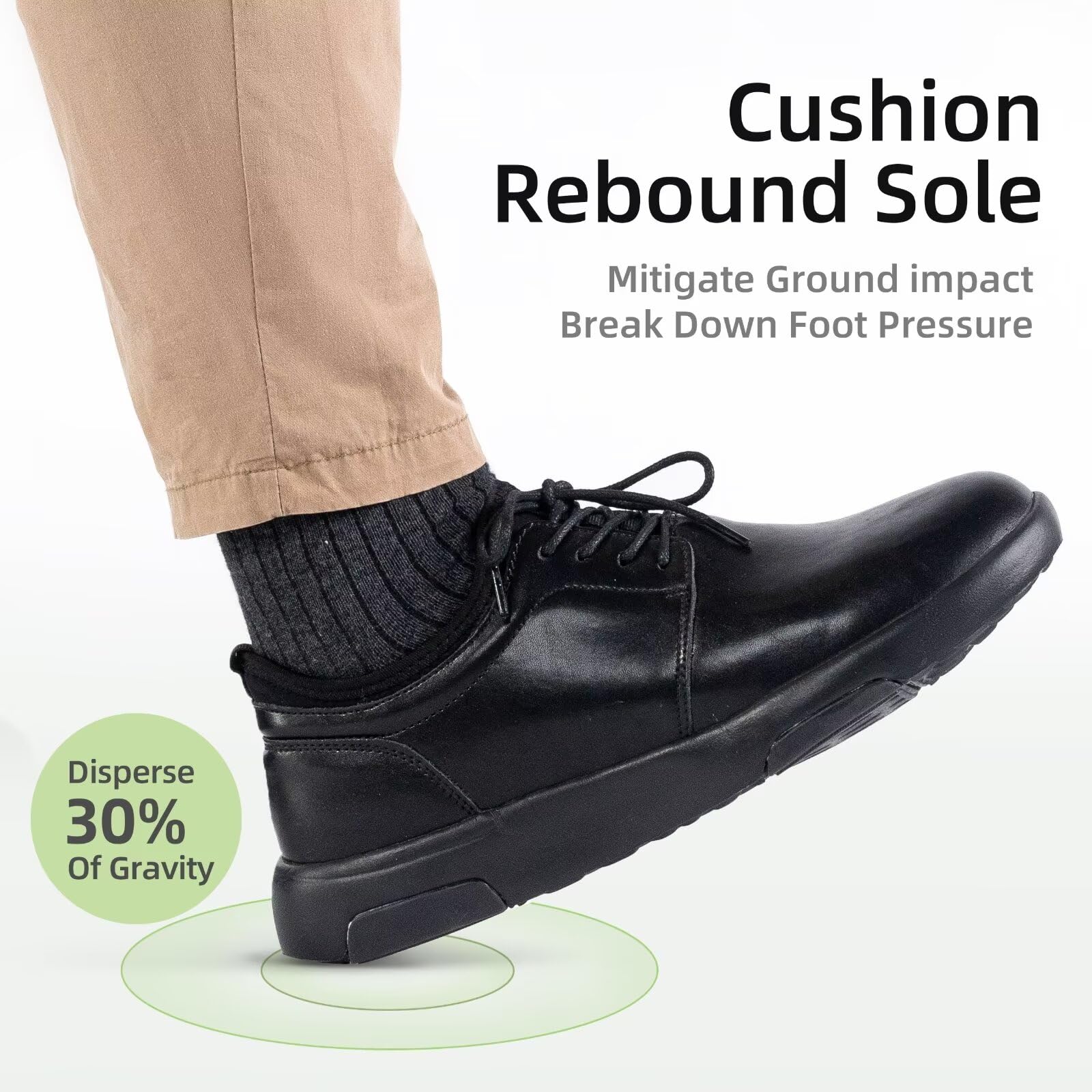 OrthoComfoot Men's Orthopedic Leather Dress Shoes - Comfortable Walking Sneakers for Plantar Fasciitis Relief with Arch Support | Fashionable Orthotic Business Casual Shoes for Foot & Heel Pain | Perfect for Office Work, Daily Commute & Professional Occasions